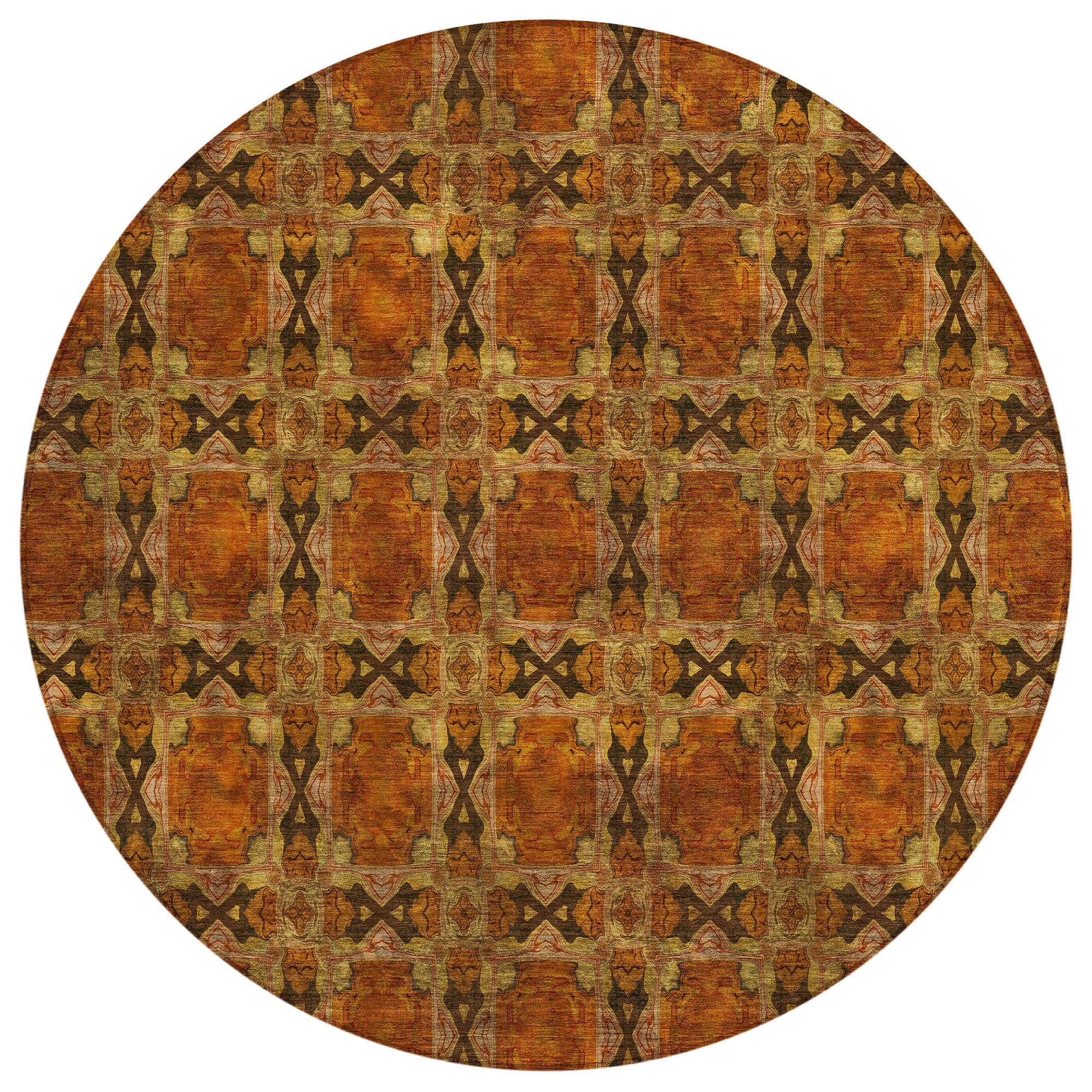 Addison Rugs Panel Orange Washable Indoor-Outdoor Rug