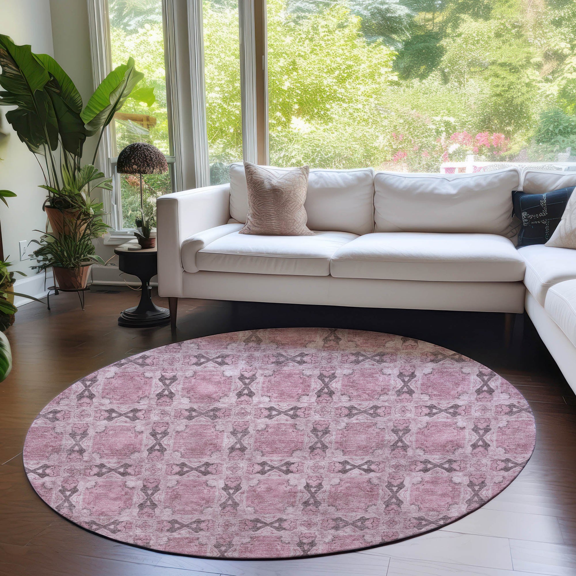 Addison Rugs Panel Pink Washable Indoor-Outdoor Rug