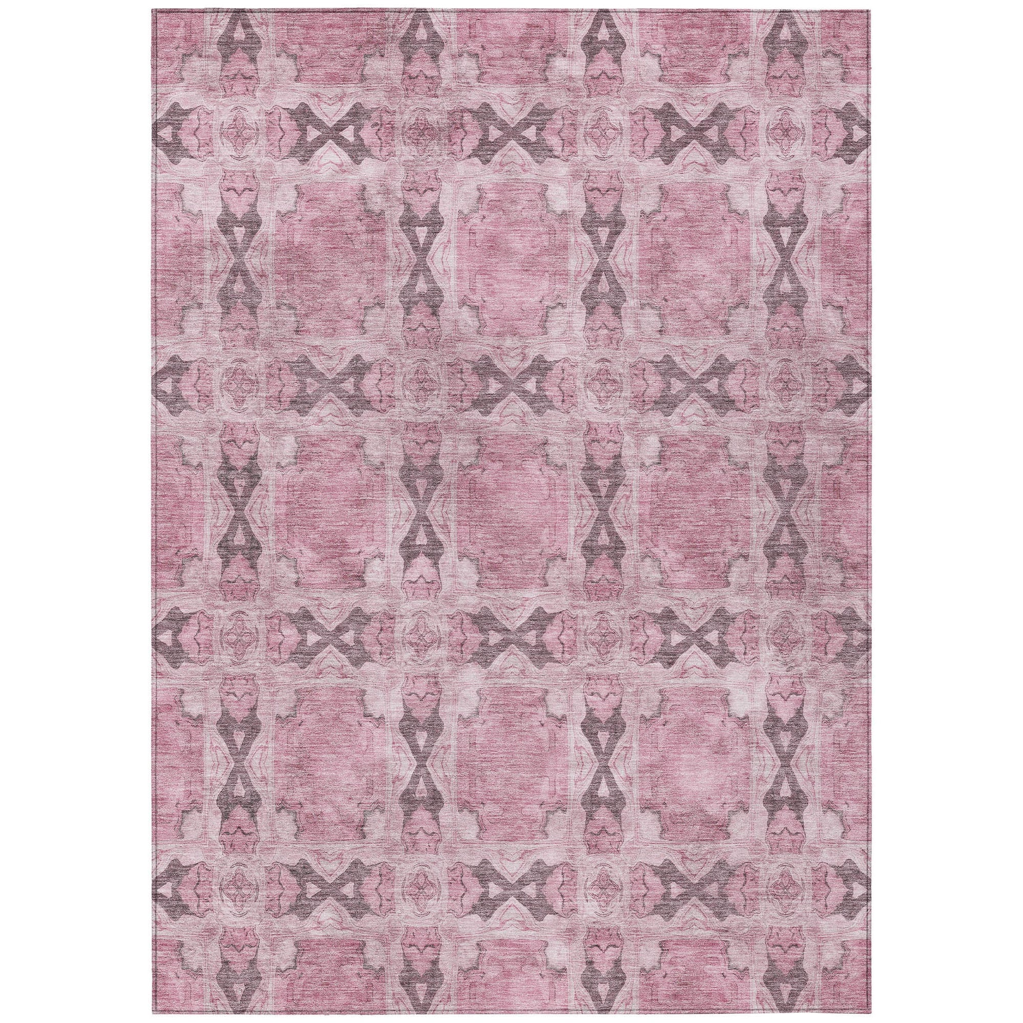 Addison Rugs Panel Pink Washable Indoor-Outdoor Rug