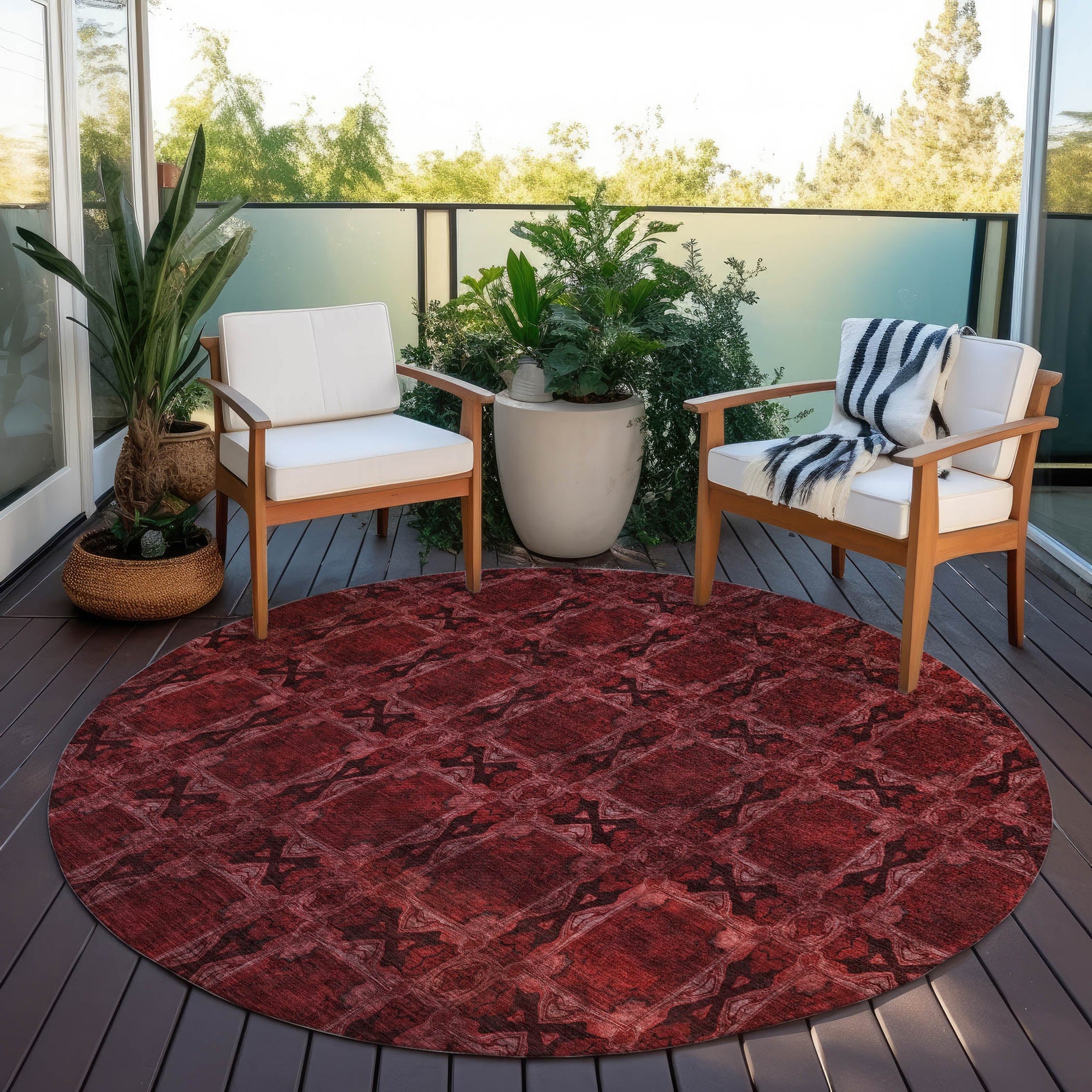 Addison Rugs Panel Red Washable Indoor-Outdoor Rug