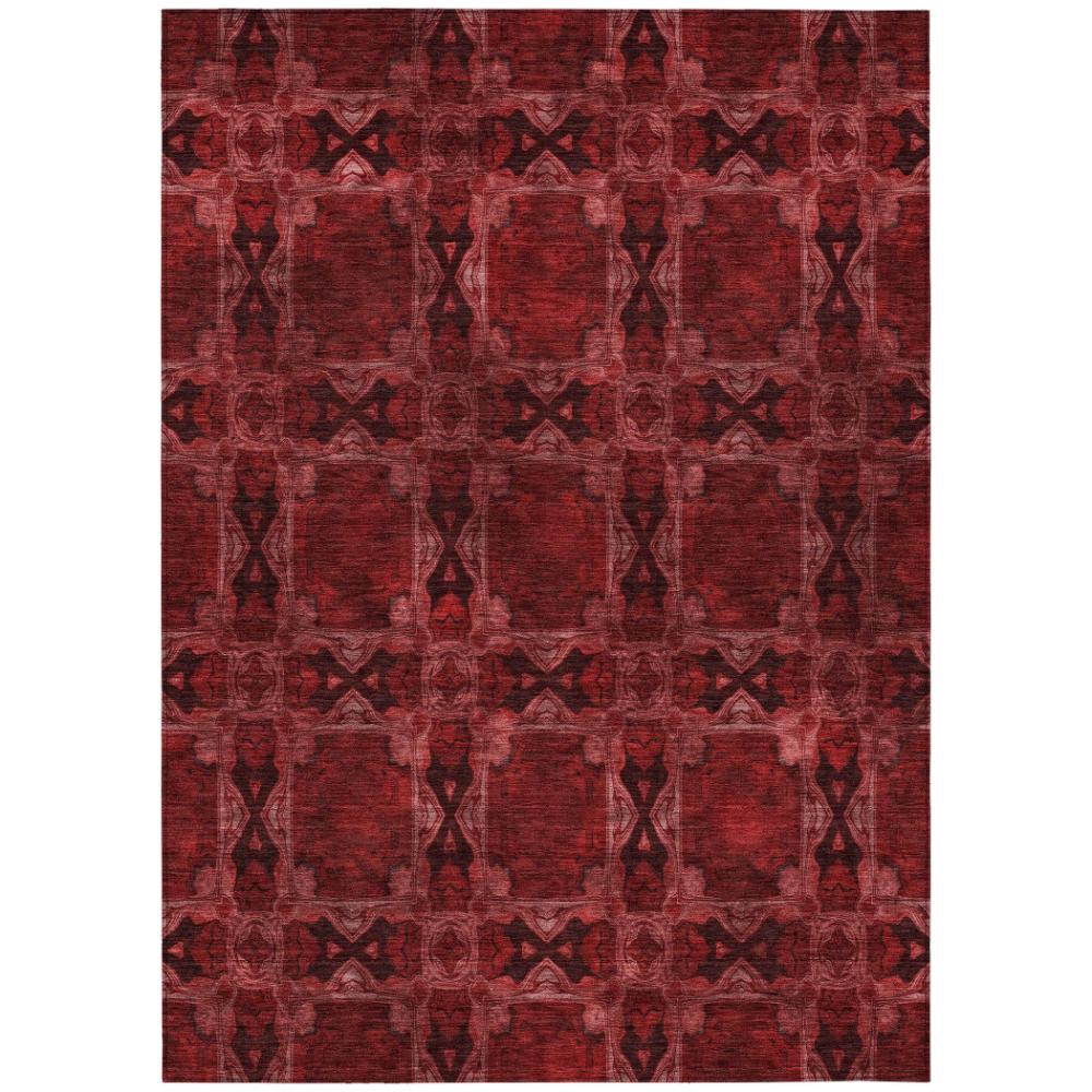 Addison Rugs Panel Red Washable Indoor-Outdoor Rug