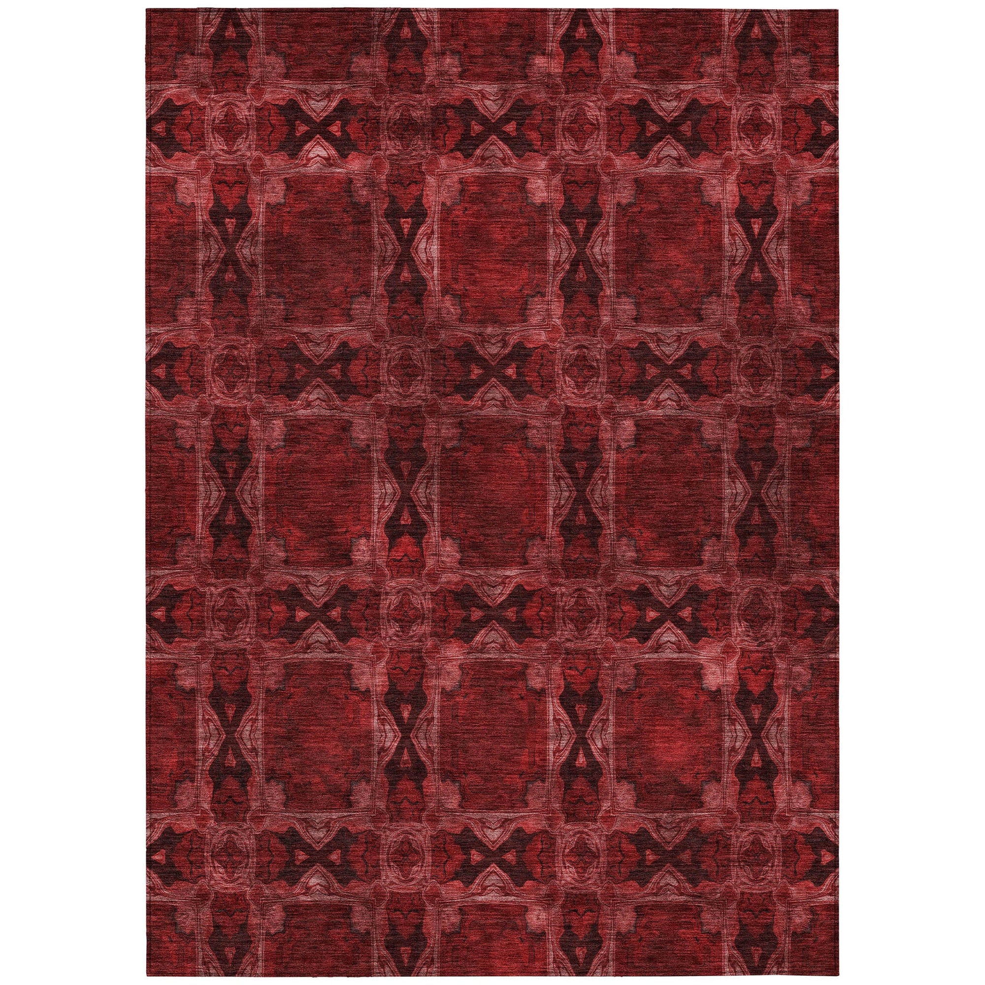 Addison Rugs Panel Red Washable Indoor-Outdoor Rug