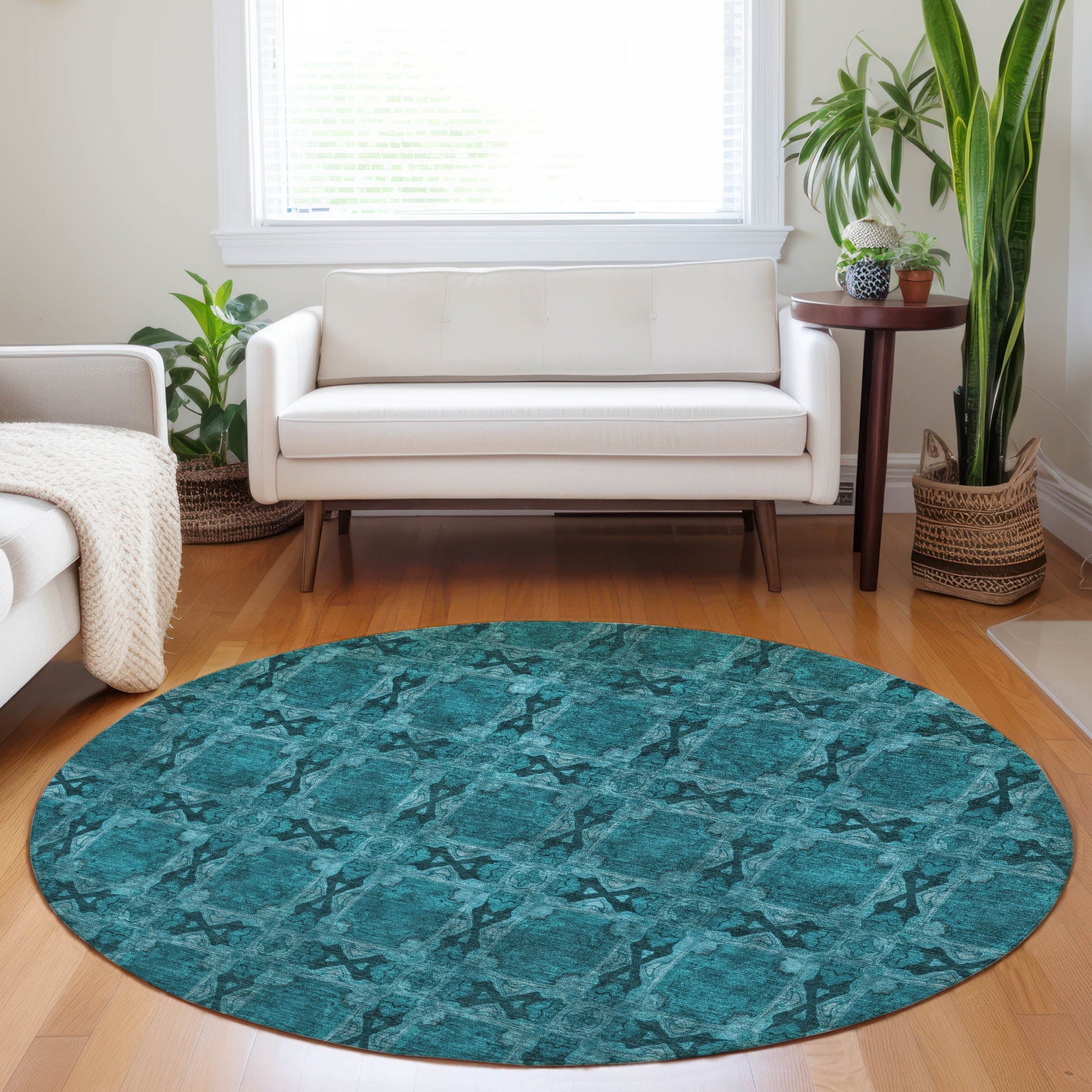Addison Rugs Panel Teal Washable Indoor-Outdoor Rug