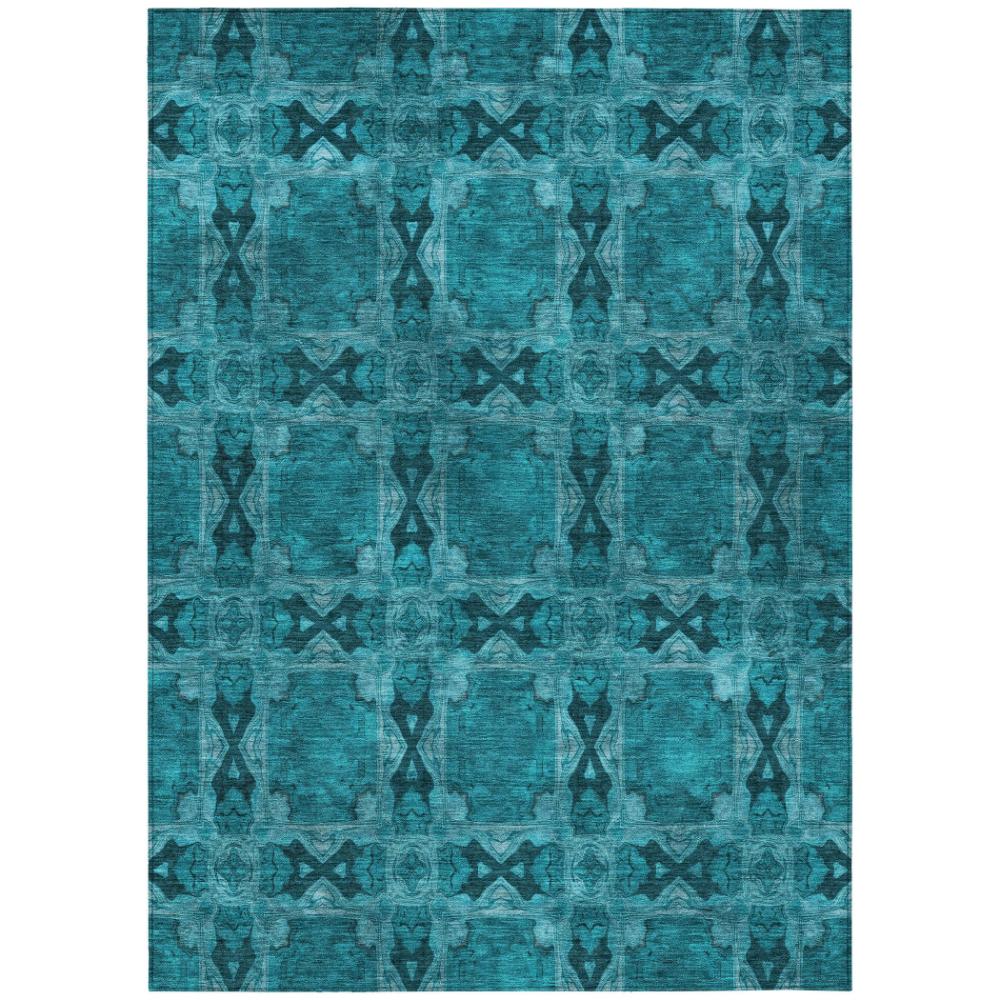 Addison Rugs Panel Teal Washable Indoor-Outdoor Rug
