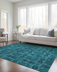 Addison Rugs Panel Teal Washable Indoor-Outdoor Rug