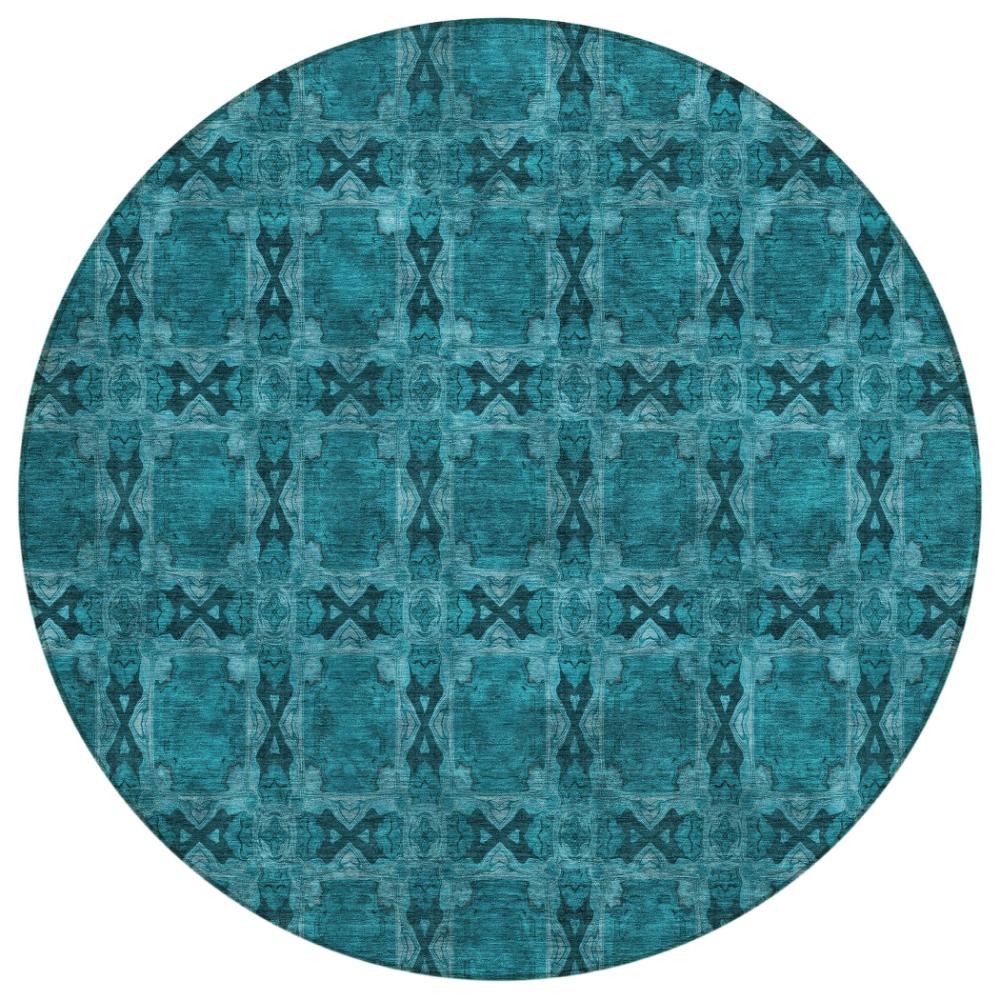 Addison Rugs Panel Teal Washable Indoor-Outdoor Rug