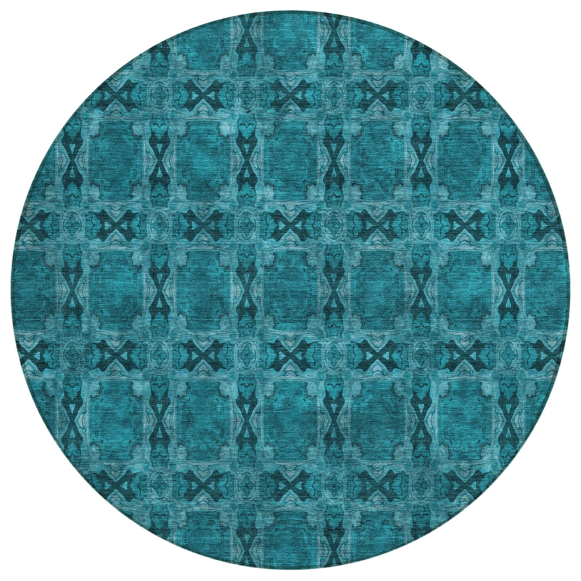 Addison Rugs Panel Teal Washable Indoor-Outdoor Rug