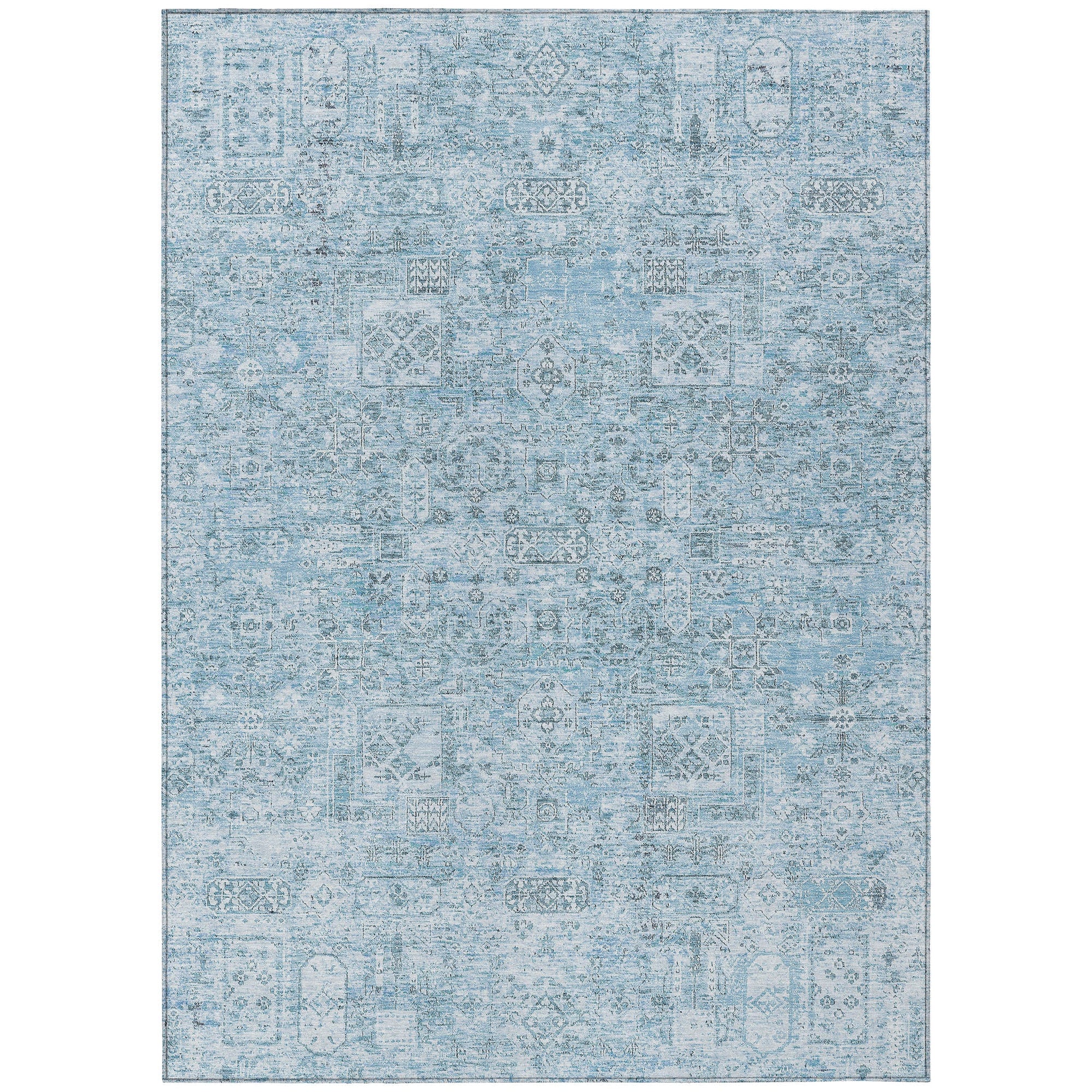 Addison Rugs Parallel Bands Blue Washable Indoor-Outdoor Rug