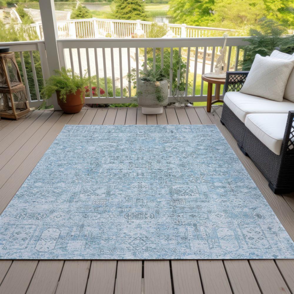 Addison Rugs Parallel Bands Blue Washable Indoor-Outdoor Rug
