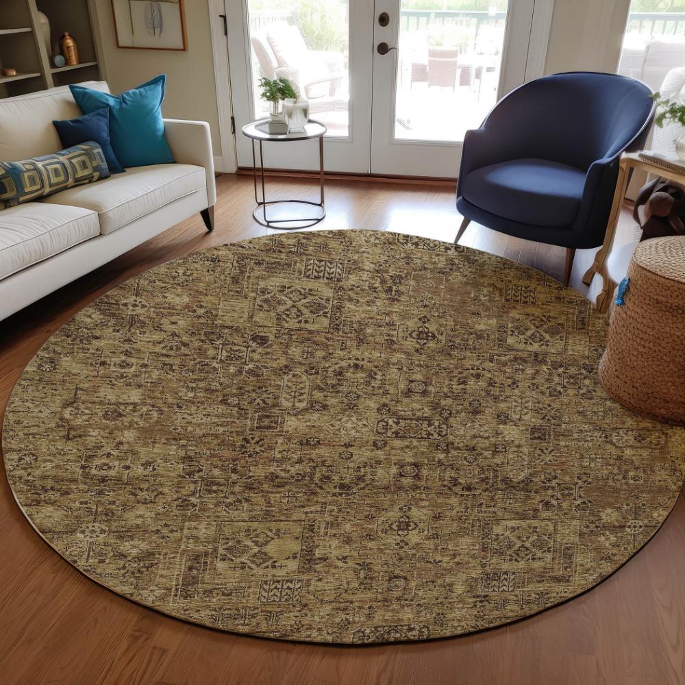 Addison Rugs Parallel Bands Brown Washable Indoor-Outdoor Rug