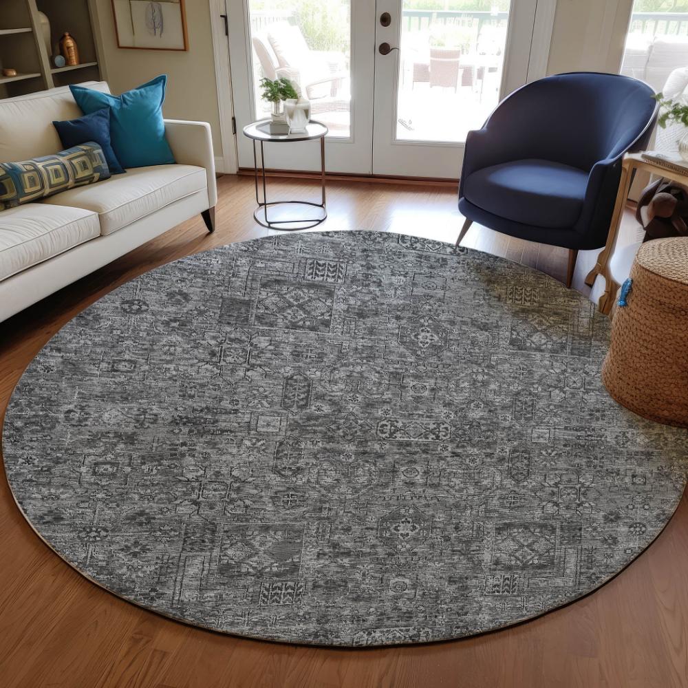 Addison Rugs Parallel Bands Charcoal Washable Indoor-Outdoor Rug