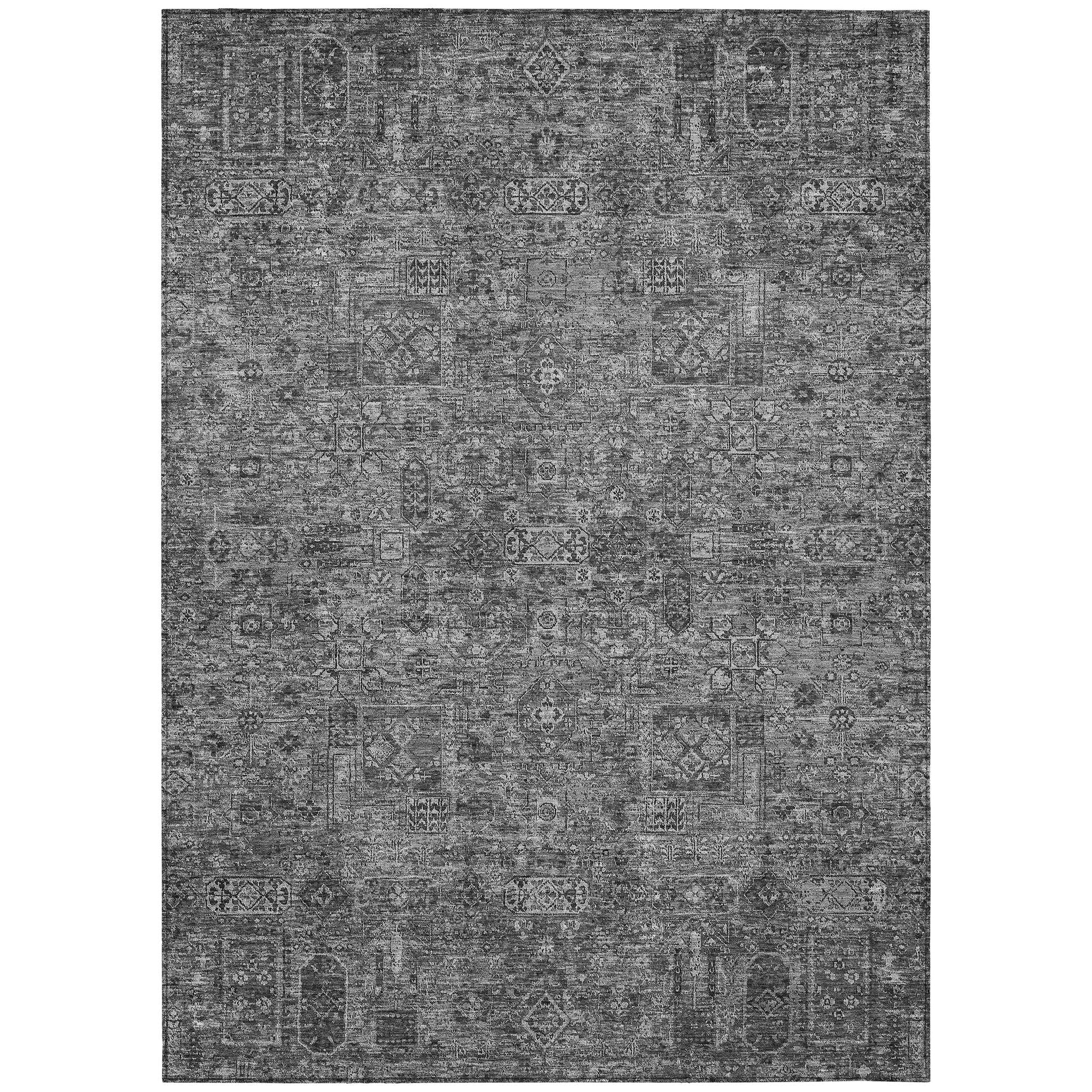 Addison Rugs Parallel Bands Charcoal Washable Indoor-Outdoor Rug