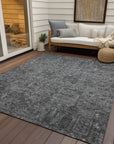 Addison Rugs Parallel Bands Charcoal Washable Indoor-Outdoor Rug