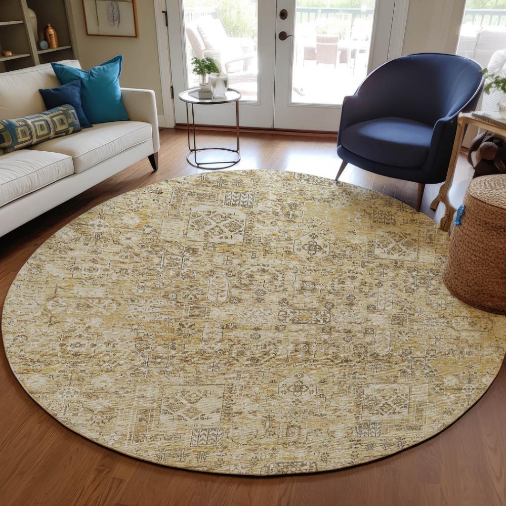 Addison Rugs Parallel Bands Gold Washable Indoor-Outdoor Rug