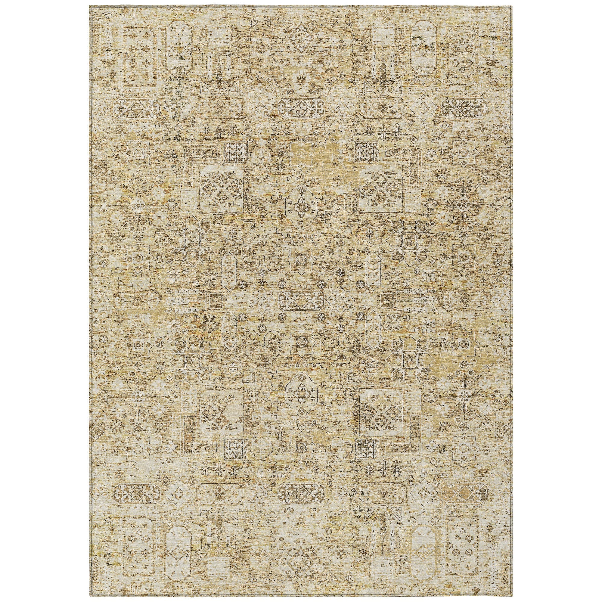 Addison Rugs Parallel Bands Gold Washable Indoor-Outdoor Rug