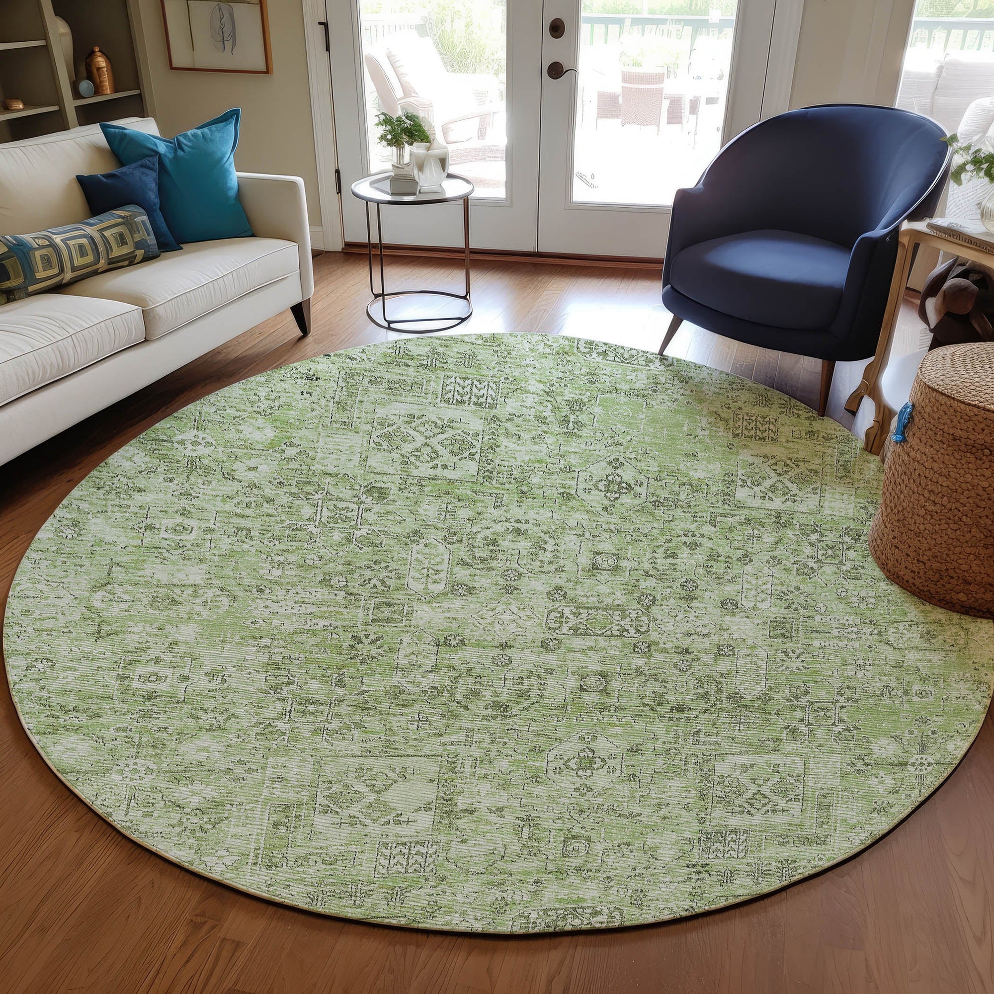 Addison Rugs Parallel Bands Green Washable Indoor-Outdoor Rug