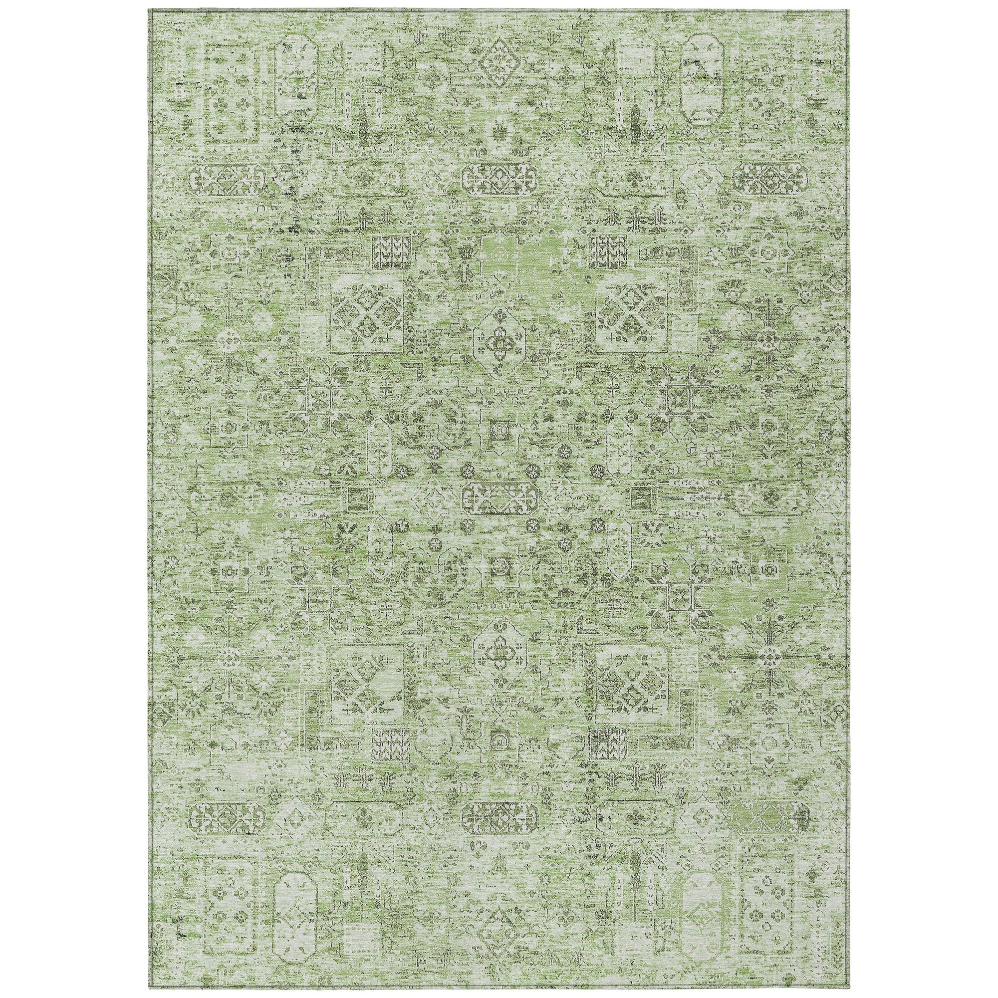 Addison Rugs Parallel Bands Green Washable Indoor-Outdoor Rug