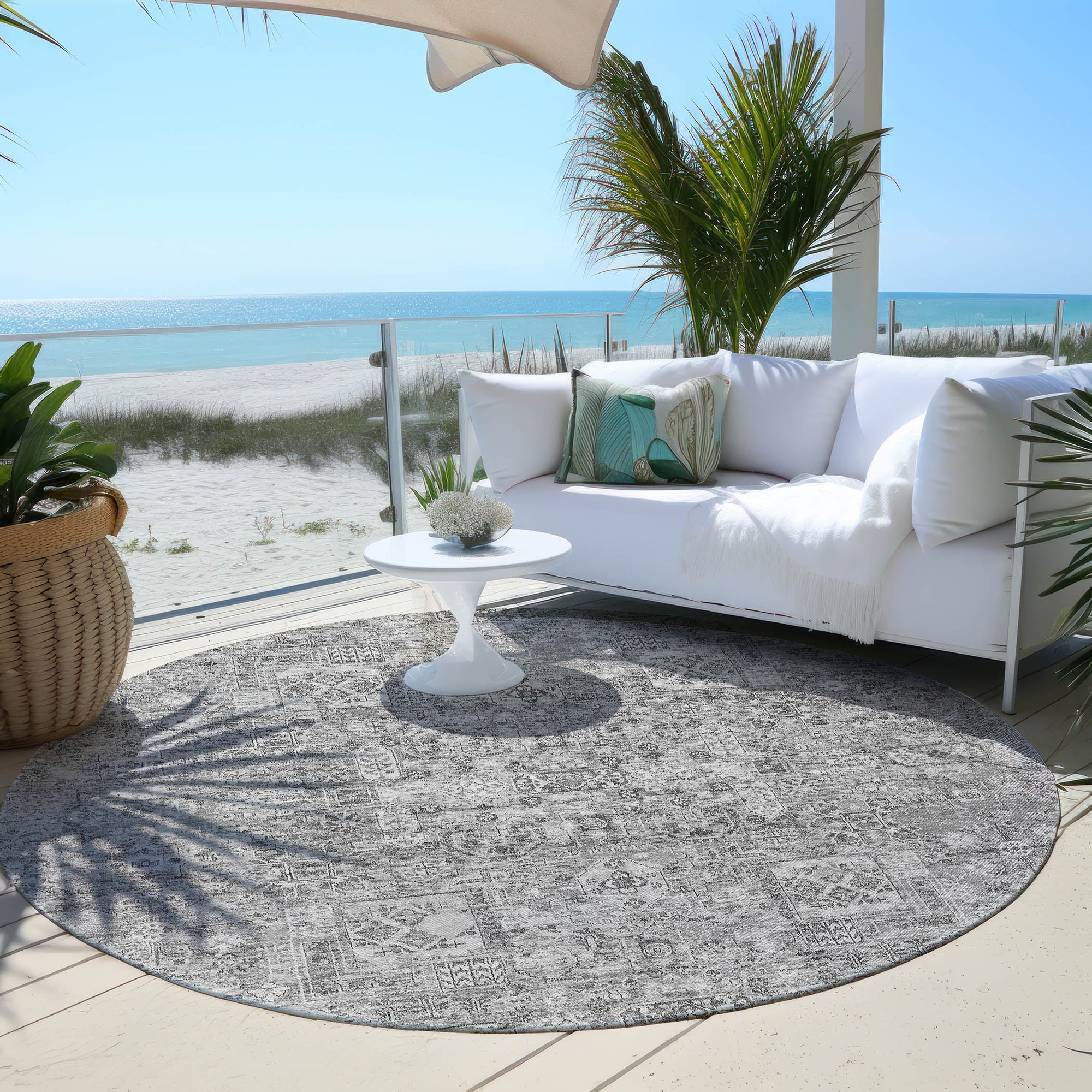 Addison Rugs Parallel Bands Grey Washable Indoor-Outdoor Rug