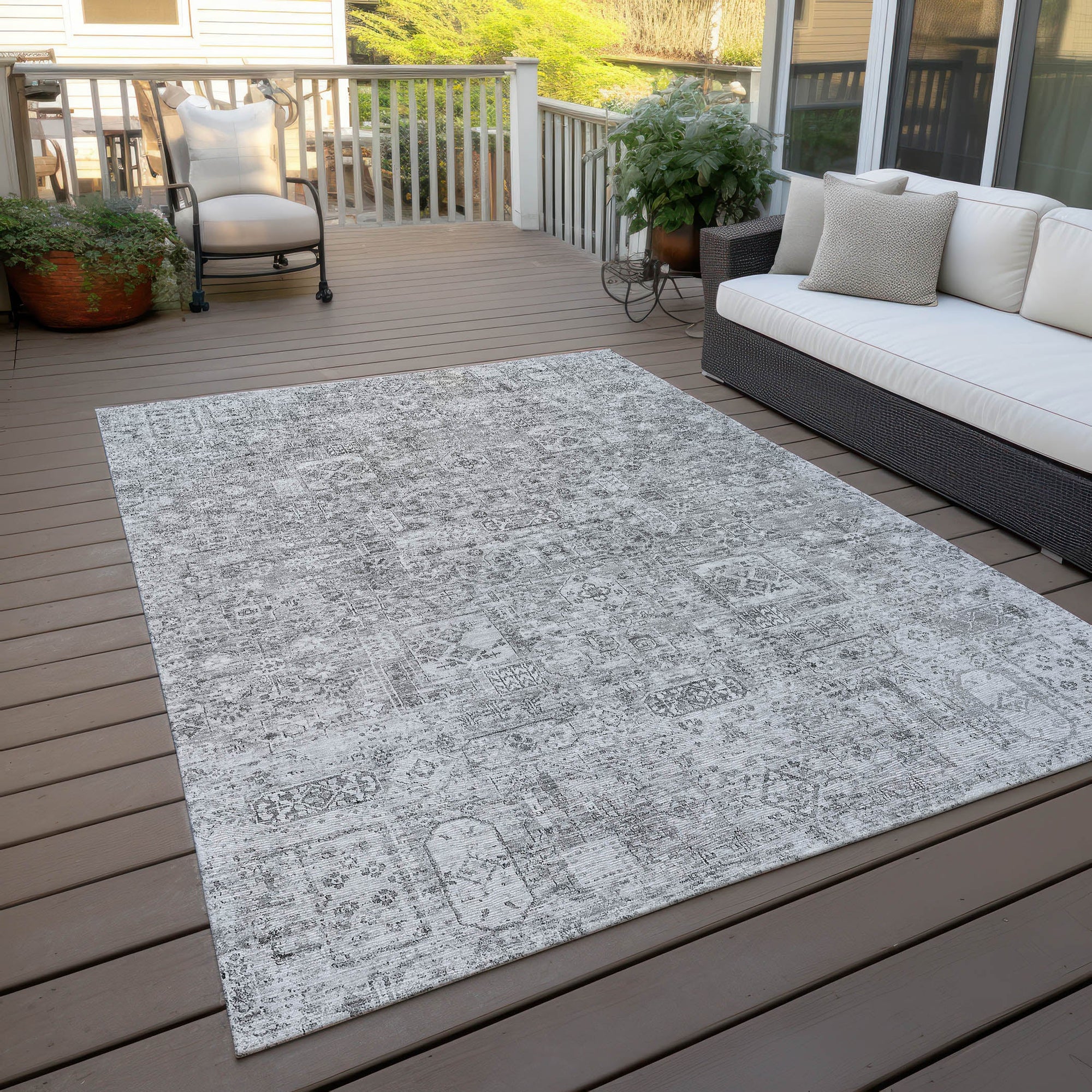 Addison Rugs Parallel Bands Grey Washable Indoor-Outdoor Rug