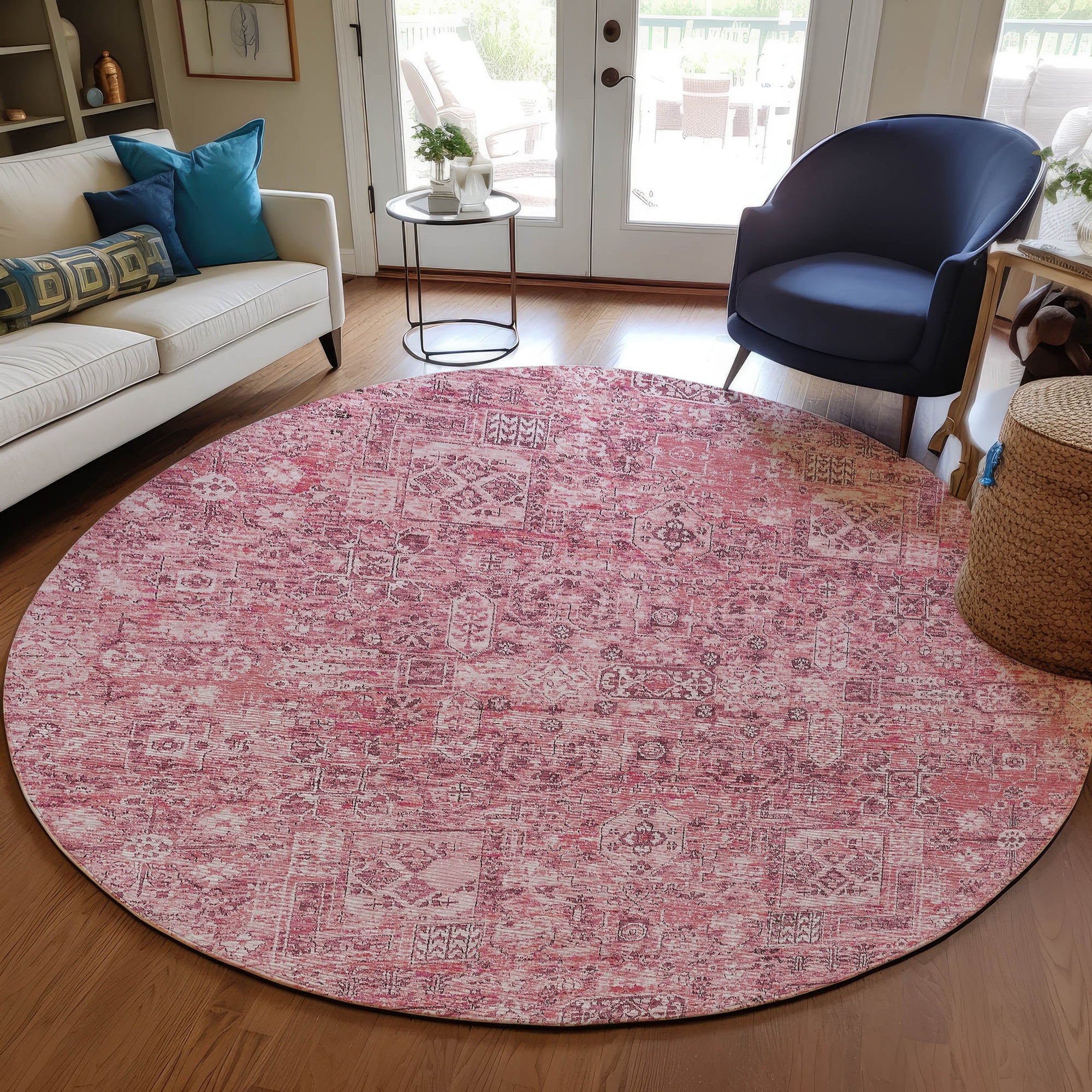 Addison Rugs Parallel Bands Pink Washable Indoor-Outdoor Rug