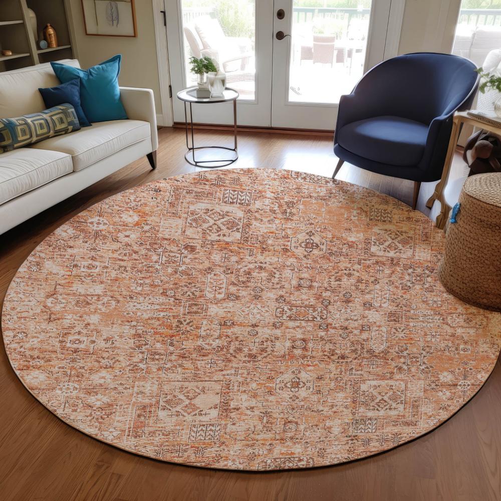 Addison Rugs Parallel Bands Salmon Washable Indoor-Outdoor Rug