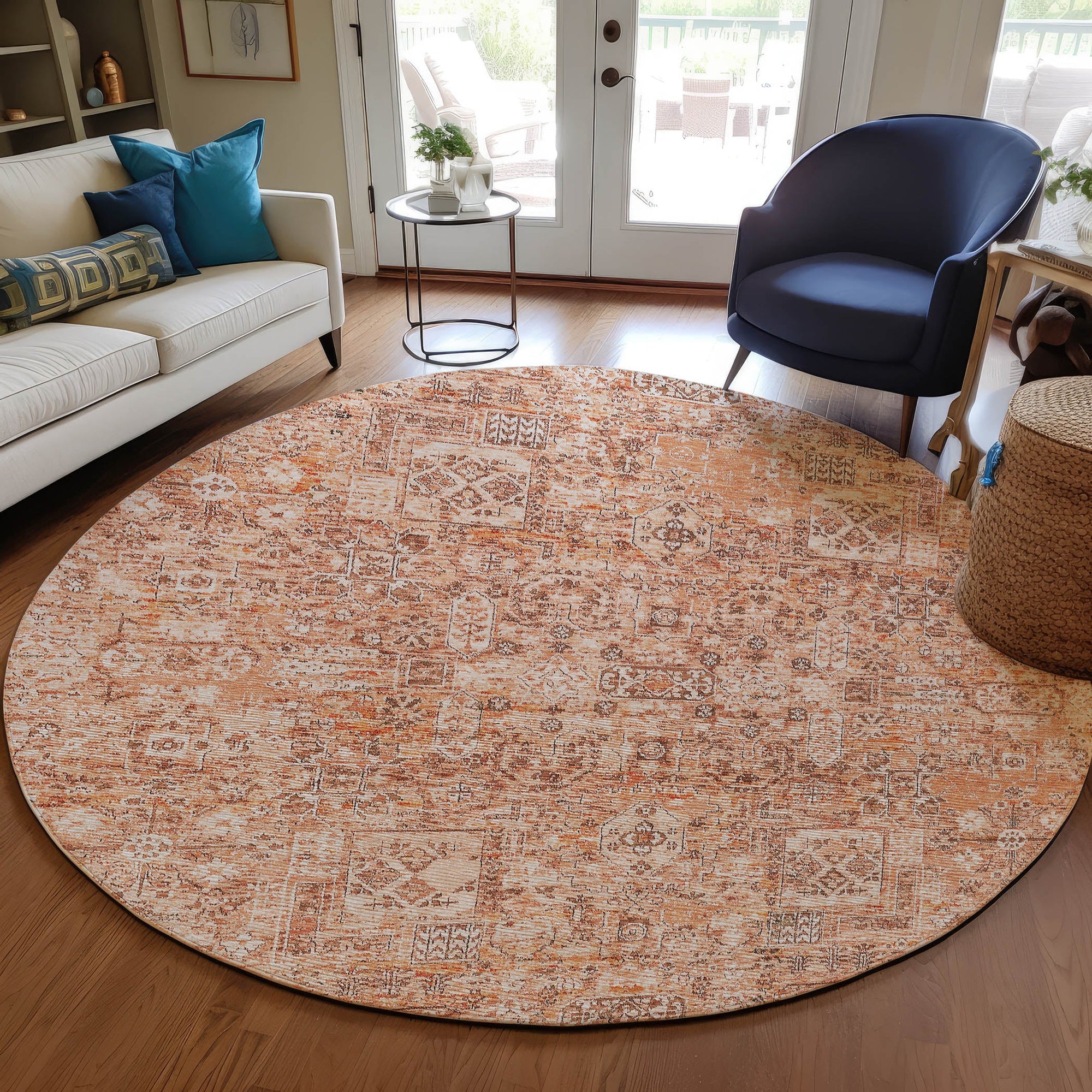 Addison Rugs Parallel Bands Salmon Washable Indoor-Outdoor Rug
