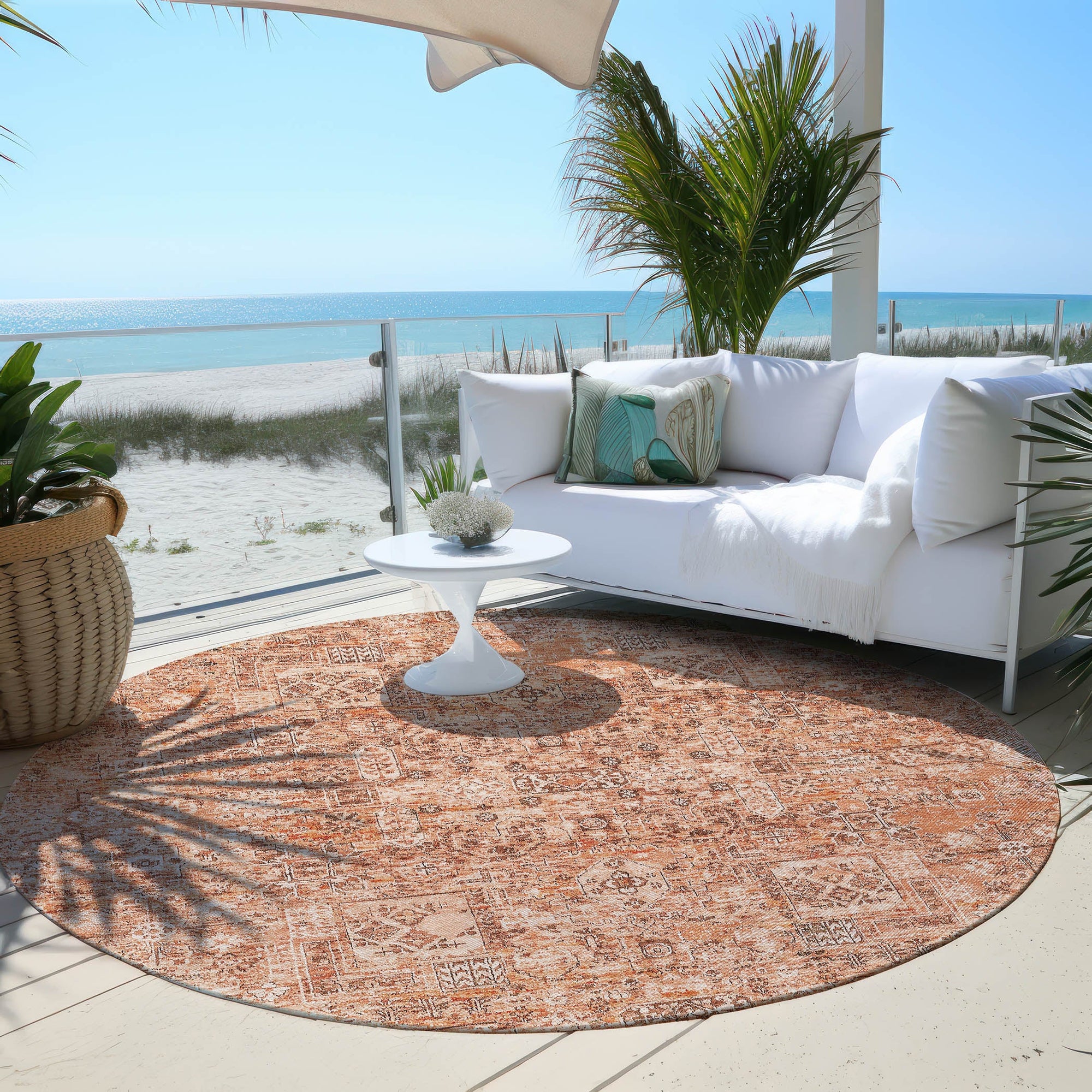 Addison Rugs Parallel Bands Salmon Washable Indoor-Outdoor Rug