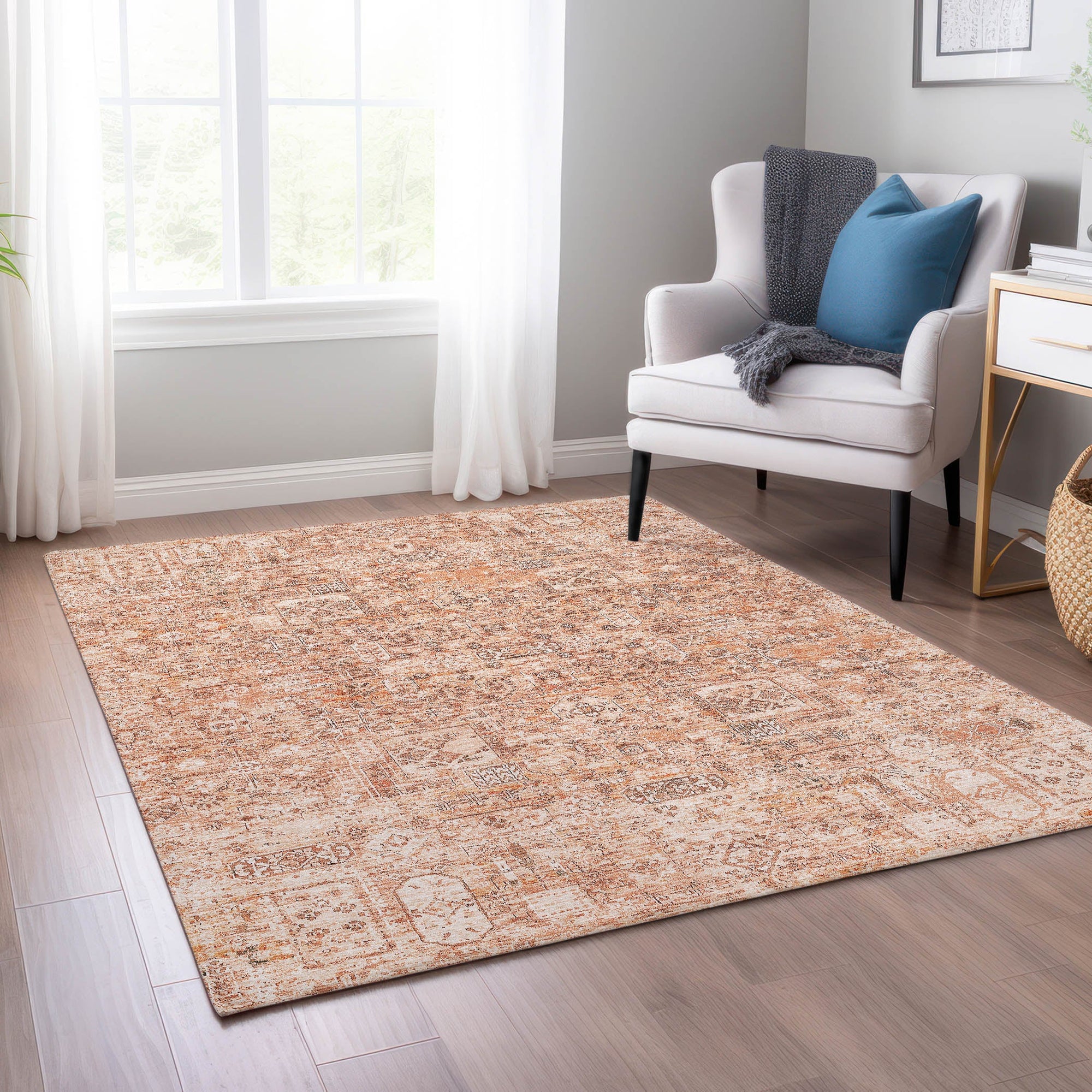 Addison Rugs Parallel Bands Salmon Washable Indoor-Outdoor Rug