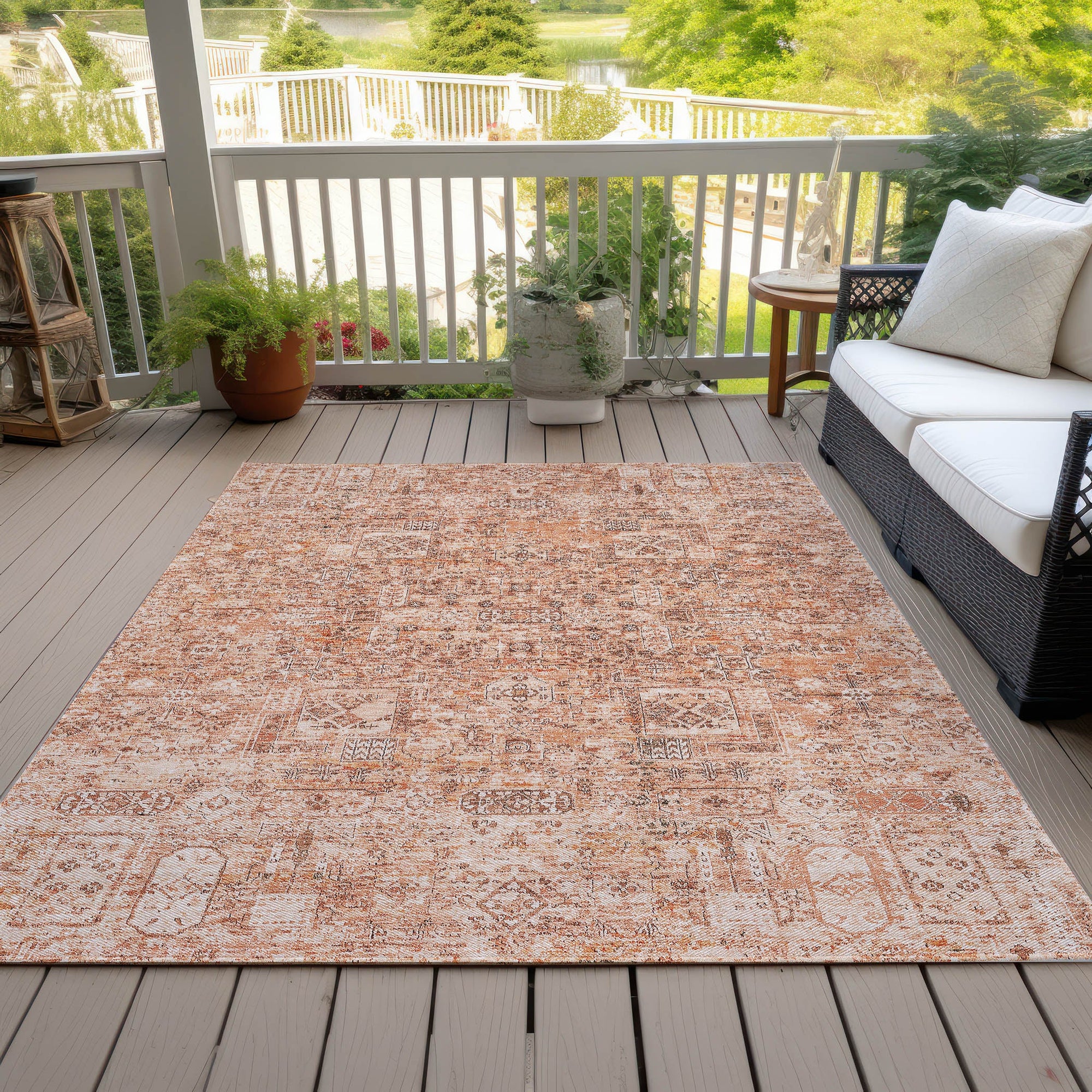 Addison Rugs Parallel Bands Salmon Washable Indoor-Outdoor Rug