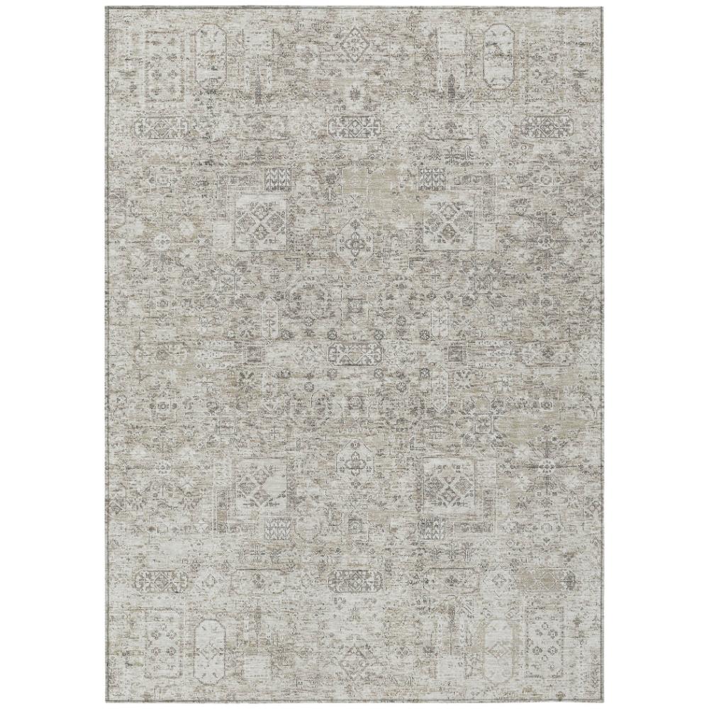 Addison Rugs Parallel Bands Taupe Washable Indoor-Outdoor Rug