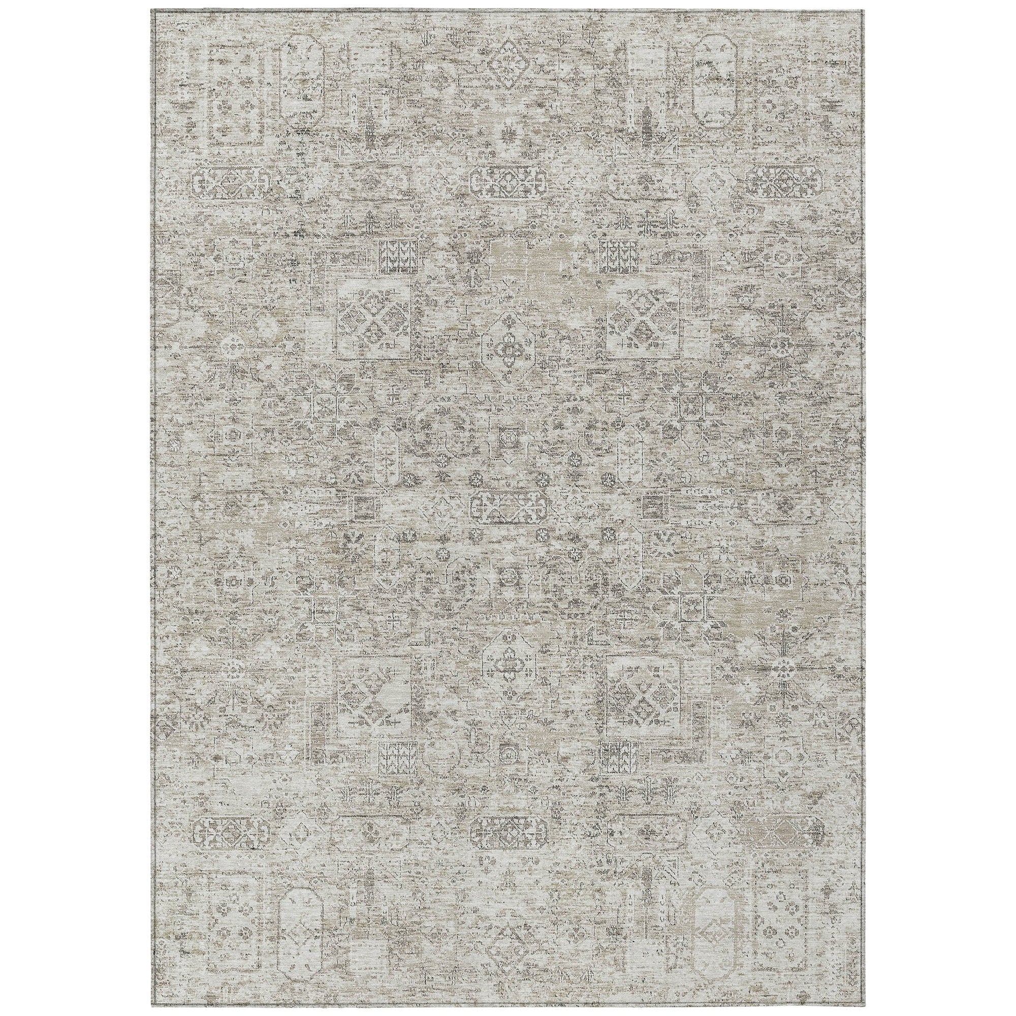 Addison Rugs Parallel Bands Taupe Washable Indoor-Outdoor Rug