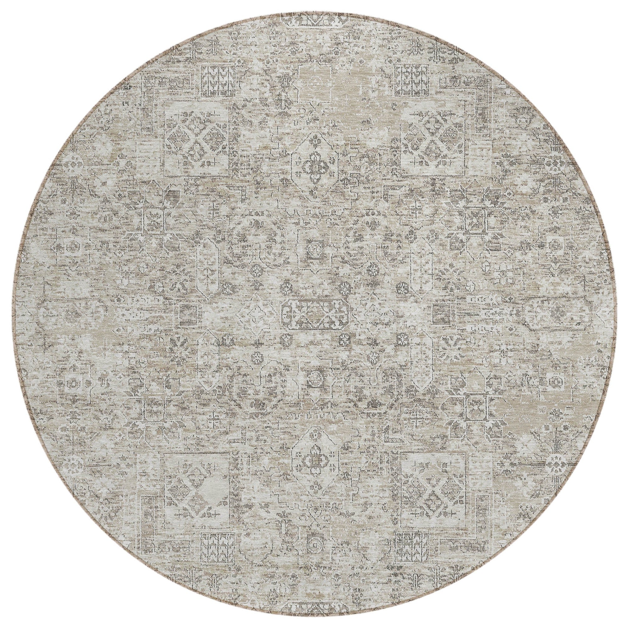 Addison Rugs Parallel Bands Taupe Washable Indoor-Outdoor Rug