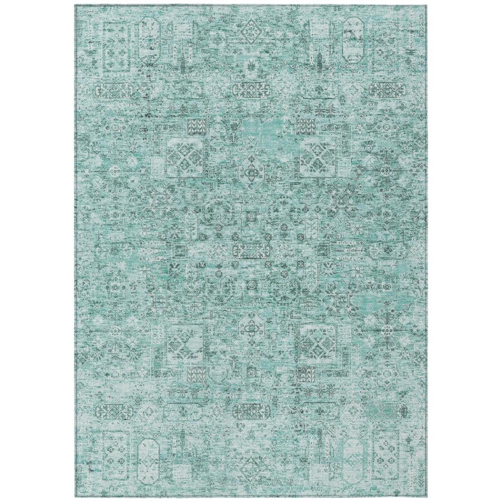 Addison Rugs Parallel Bands Teal Washable Indoor-Outdoor Rug