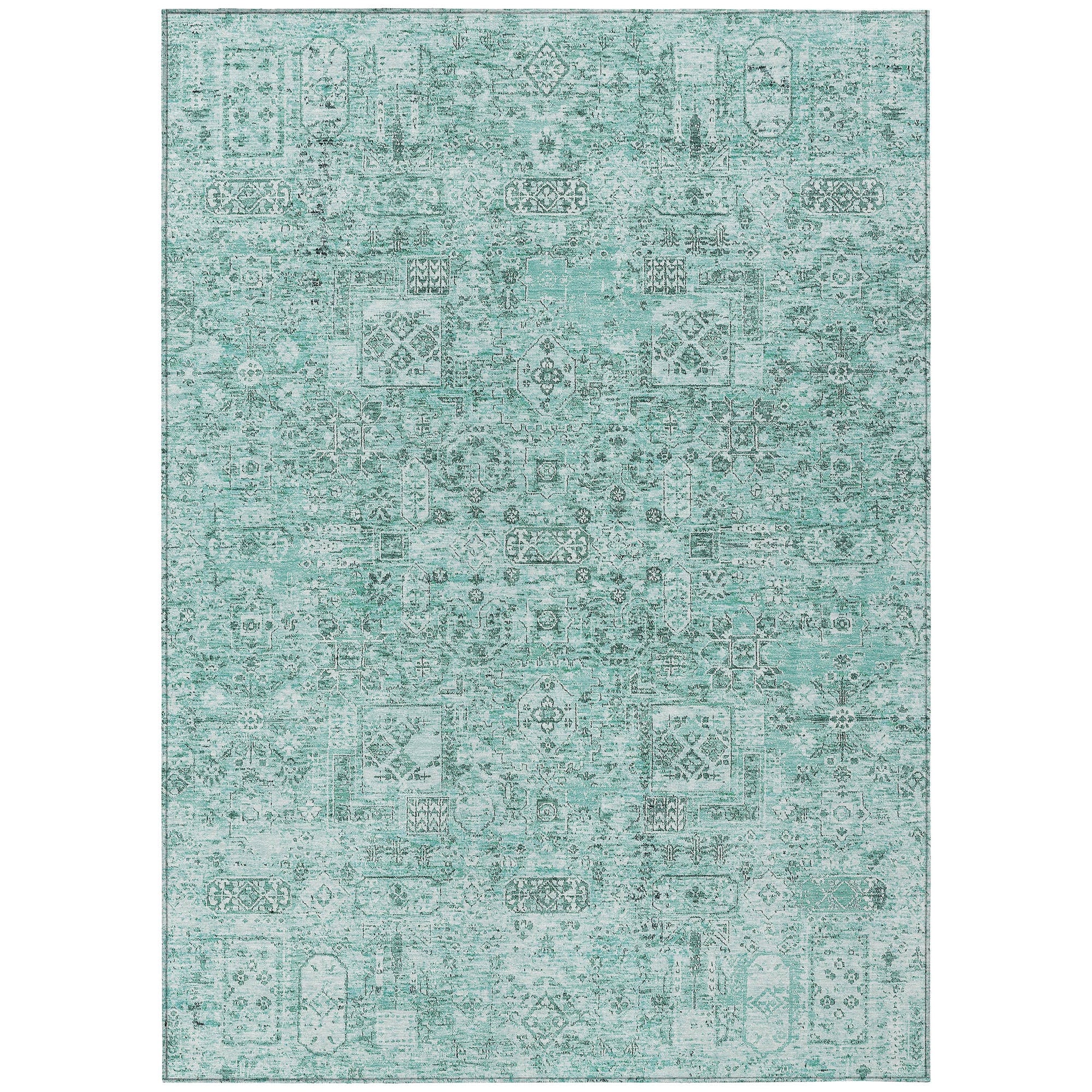 Addison Rugs Parallel Bands Teal Washable Indoor-Outdoor Rug