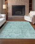 Addison Rugs Parallel Bands Teal Washable Indoor-Outdoor Rug