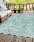 Addison Rugs Parallel Bands Teal Washable Indoor-Outdoor Rug
