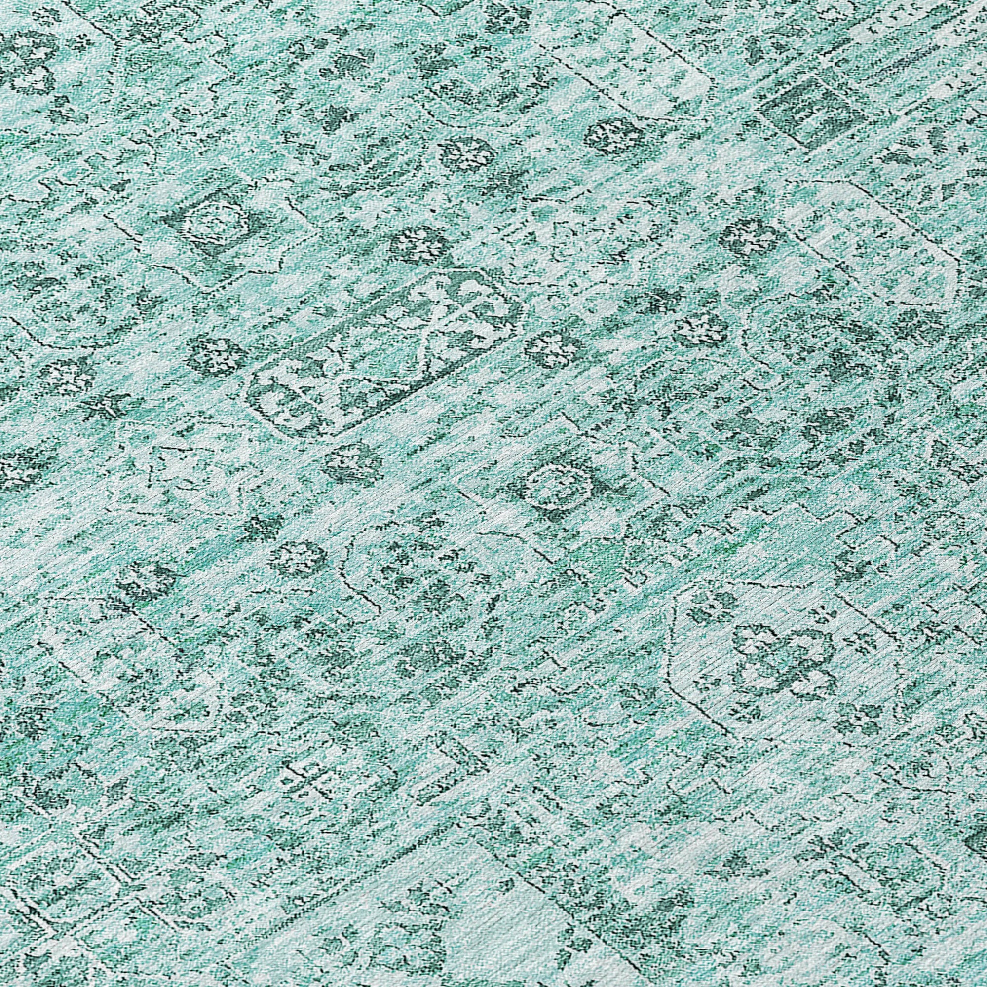 Addison Rugs Parallel Bands Teal Washable Indoor-Outdoor Rug