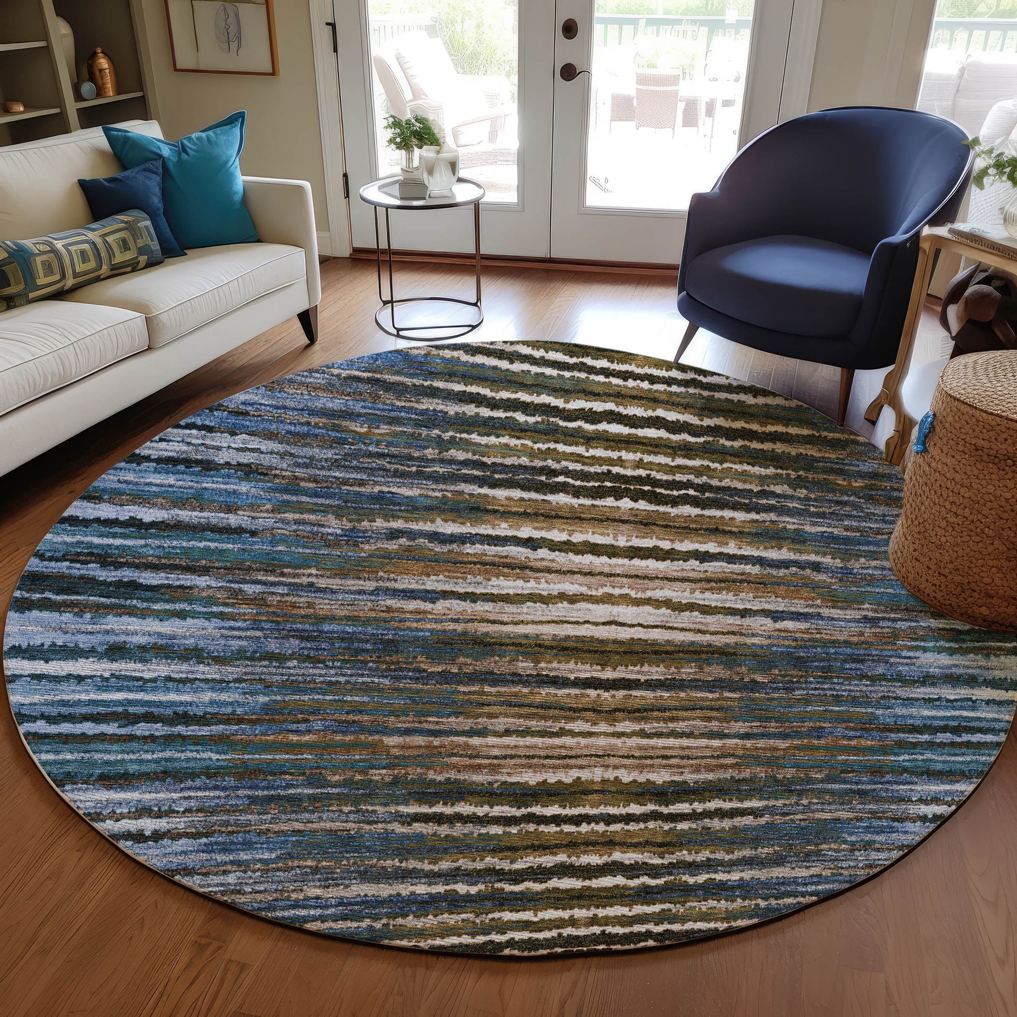 Addison Rugs Pixel Weave Blue Washable Indoor-Outdoor Rug
