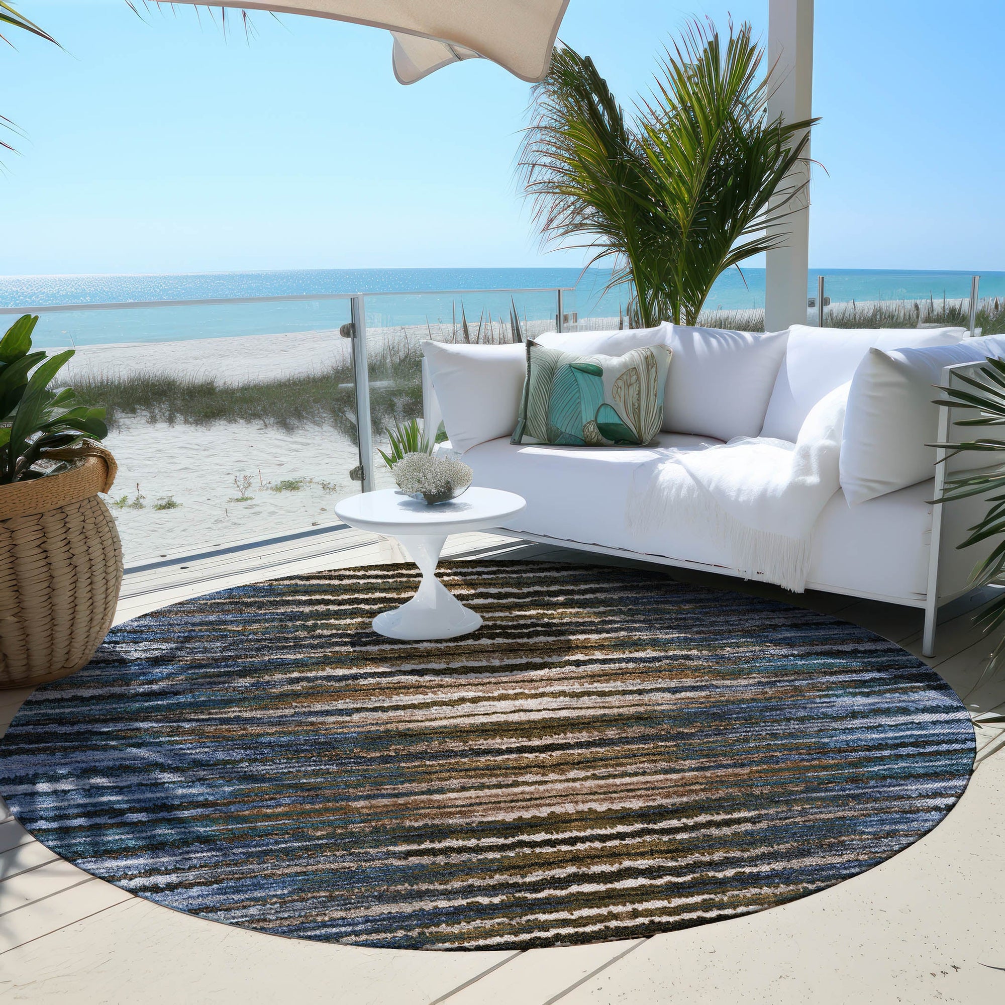 Addison Rugs Pixel Weave Blue Washable Indoor-Outdoor Rug