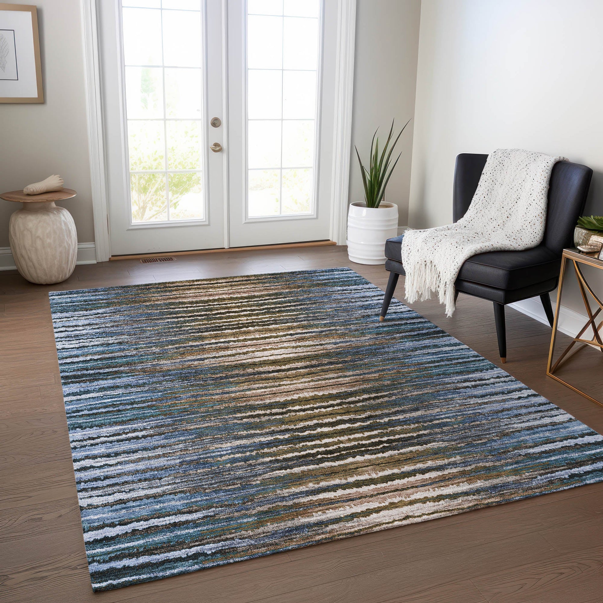 Addison Rugs Pixel Weave Blue Washable Indoor-Outdoor Rug