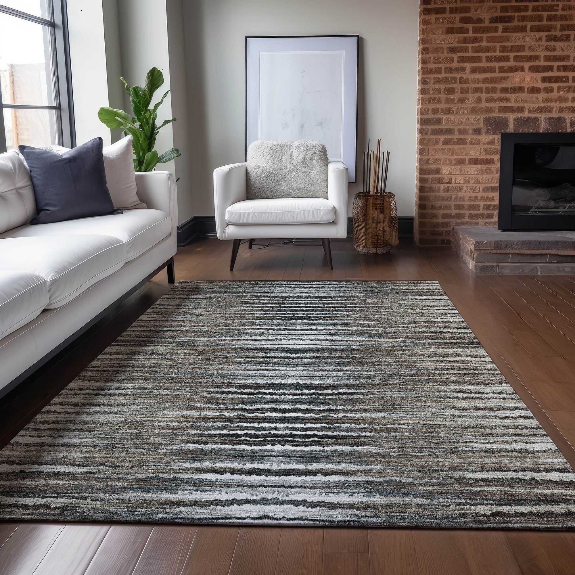Addison Rugs Pixel Weave Brown Washable Indoor-Outdoor Rug