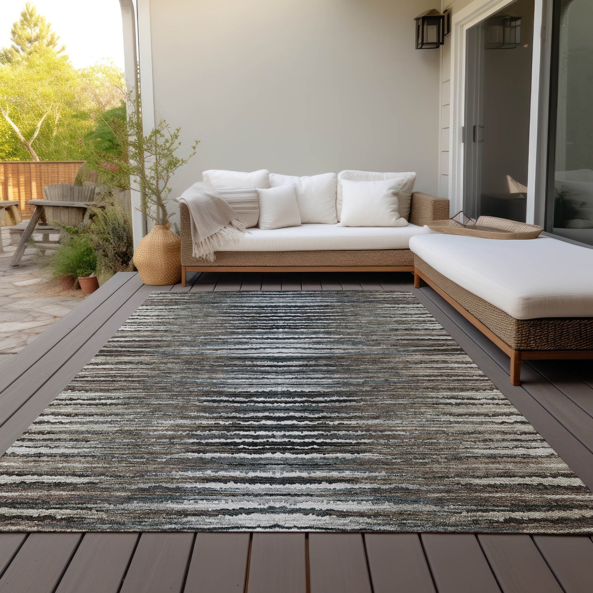 Addison Rugs Pixel Weave Brown Washable Indoor-Outdoor Rug