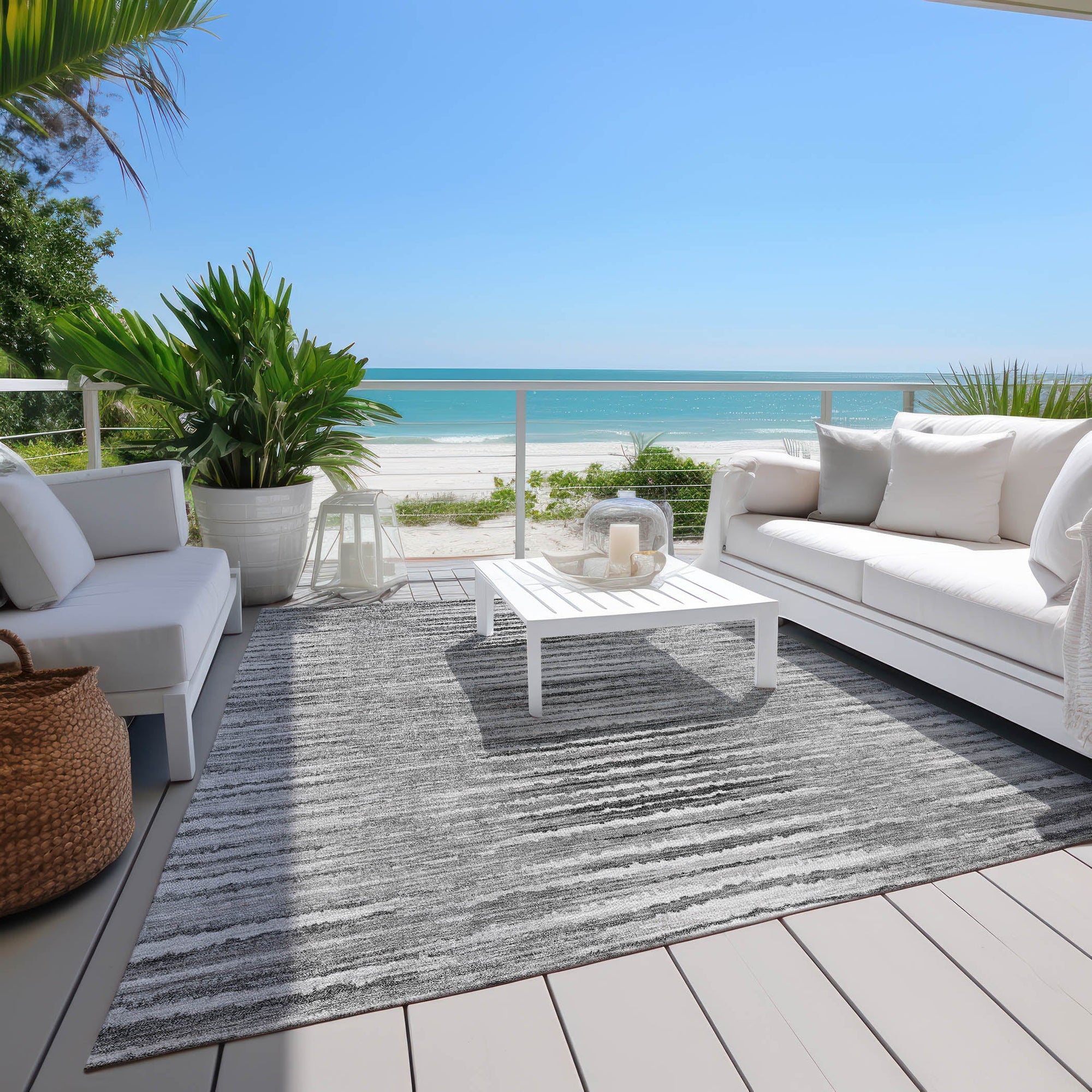 Addison Rugs Pixel Weave Grey Washable Indoor-Outdoor Rug
