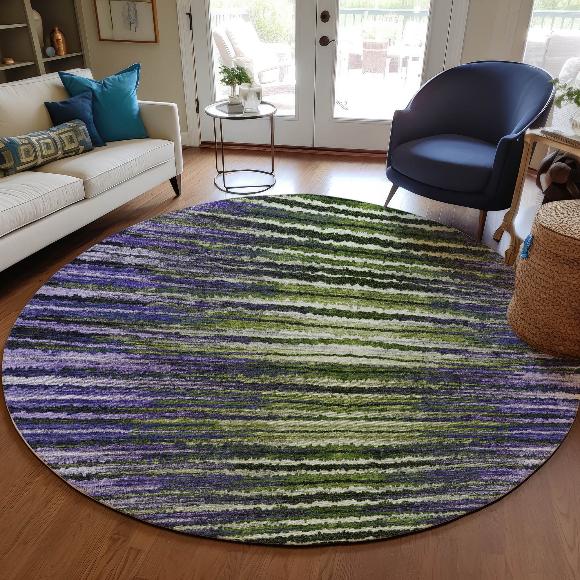 Addison Rugs Pixel Weave Purple Washable Indoor-Outdoor Rug