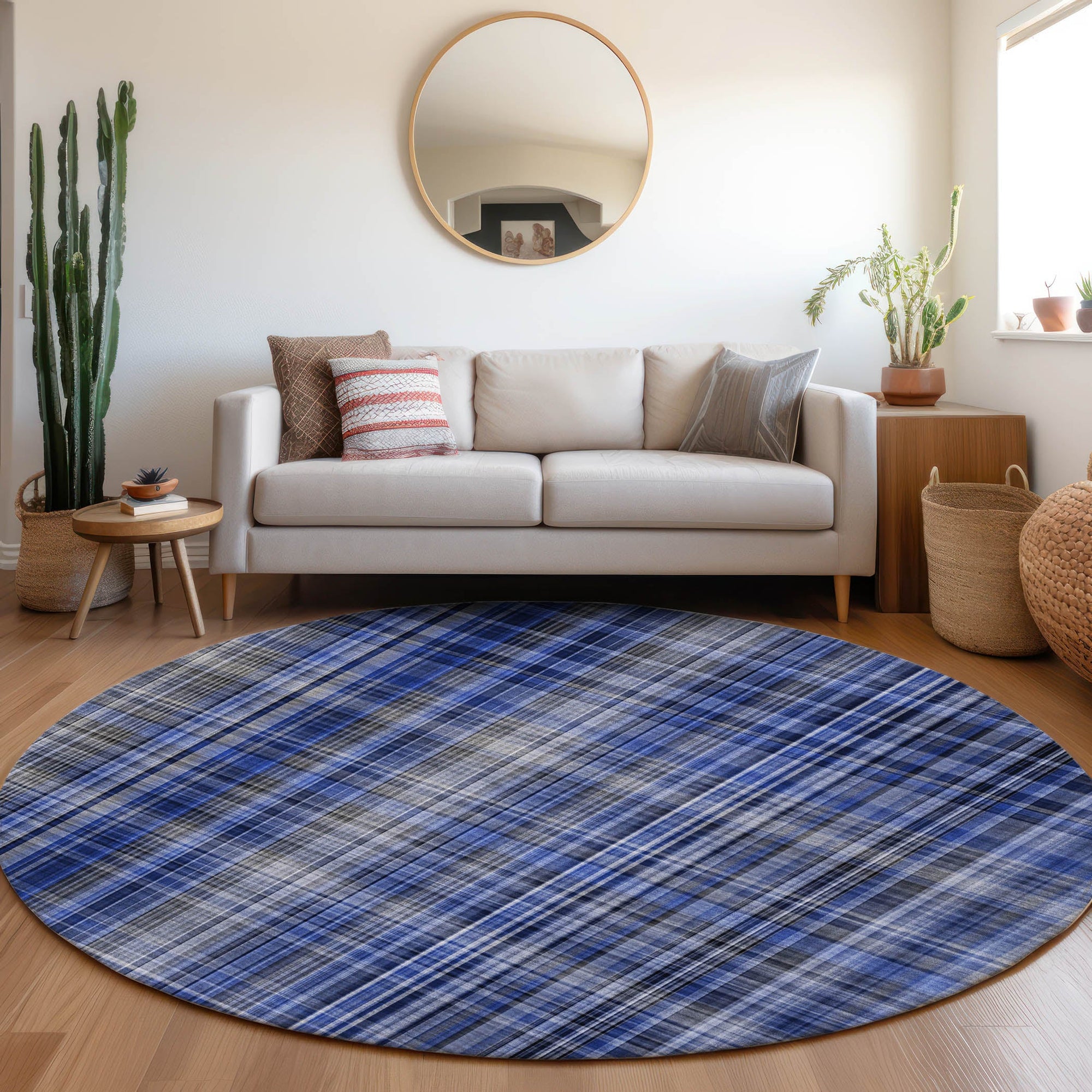 Addison Rugs Plaid Blue Washable Indoor-Outdoor Rug