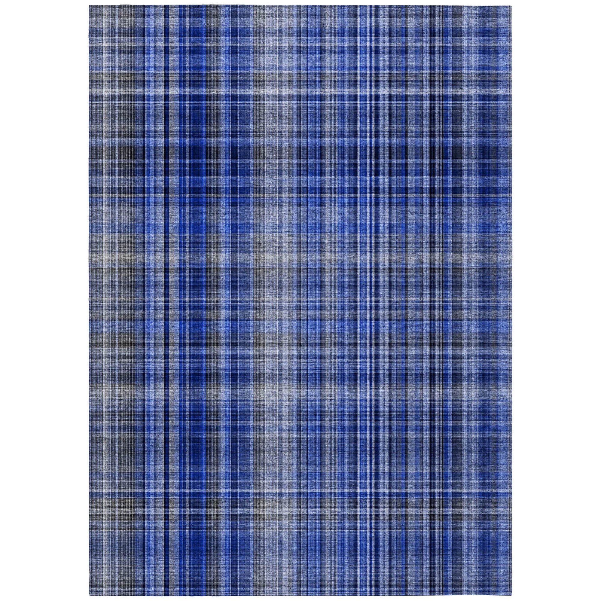 Addison Rugs Plaid Blue Washable Indoor-Outdoor Rug