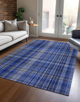 Addison Rugs Plaid Blue Washable Indoor-Outdoor Rug