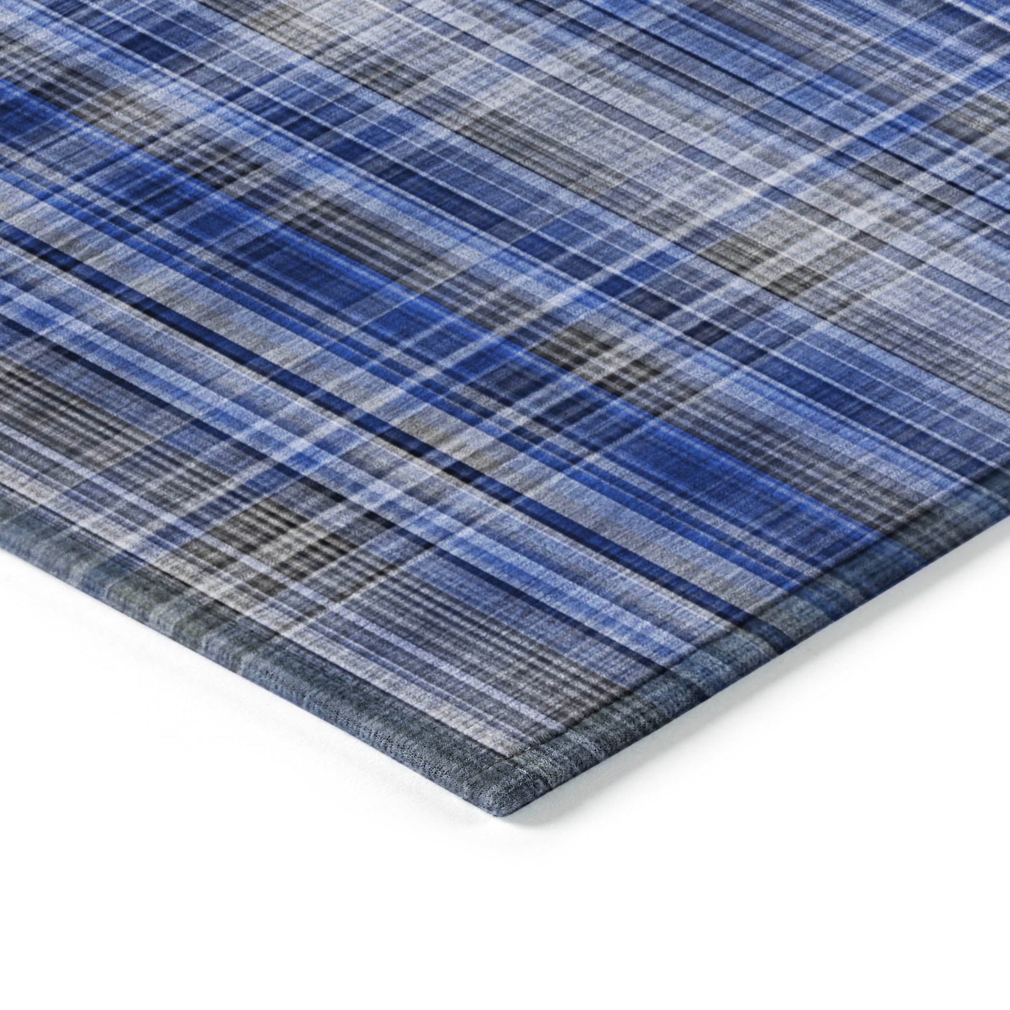 Addison Rugs Plaid Blue Washable Indoor-Outdoor Rug