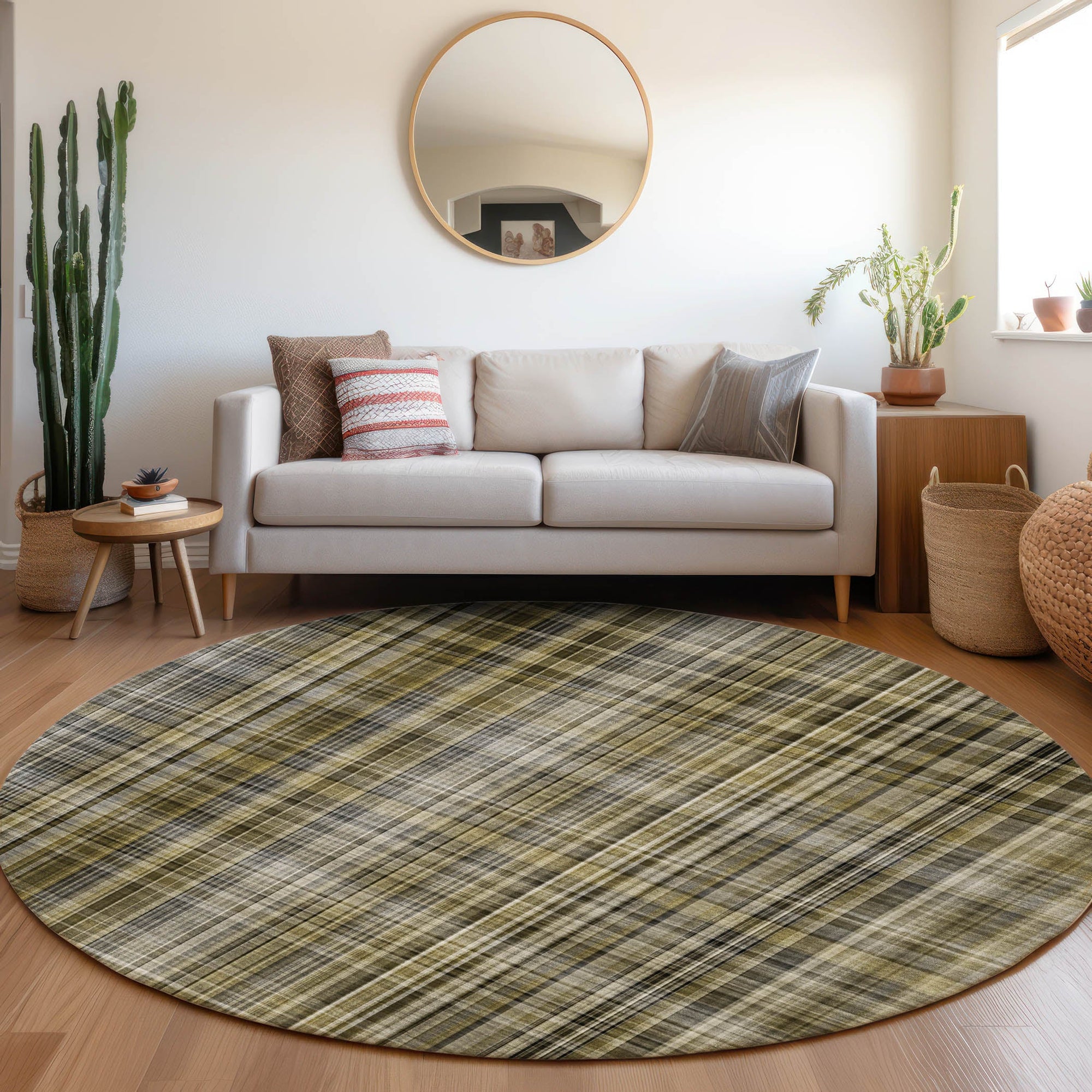 Addison Rugs Plaid Brown Washable Indoor-Outdoor Rug