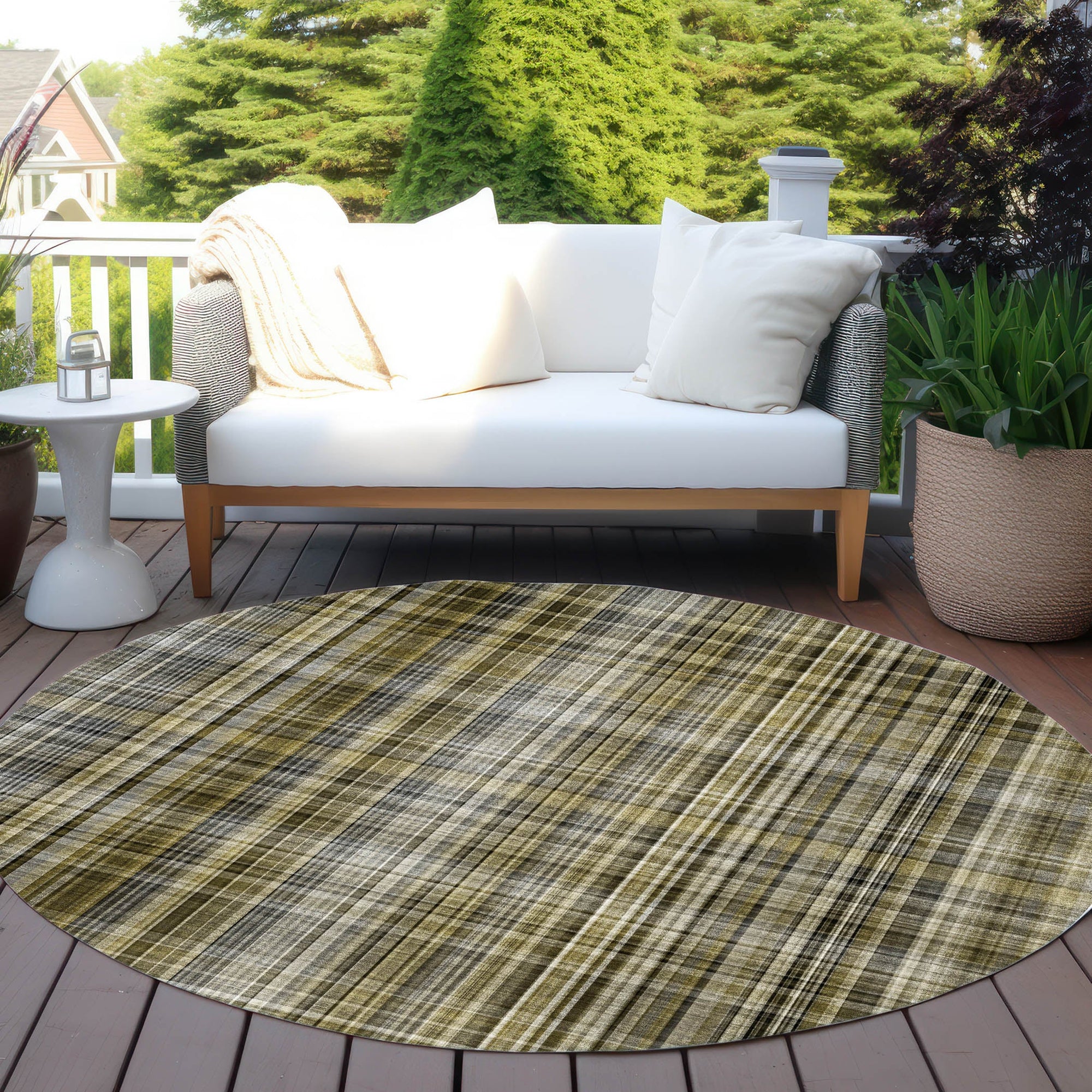 Addison Rugs Plaid Brown Washable Indoor-Outdoor Rug